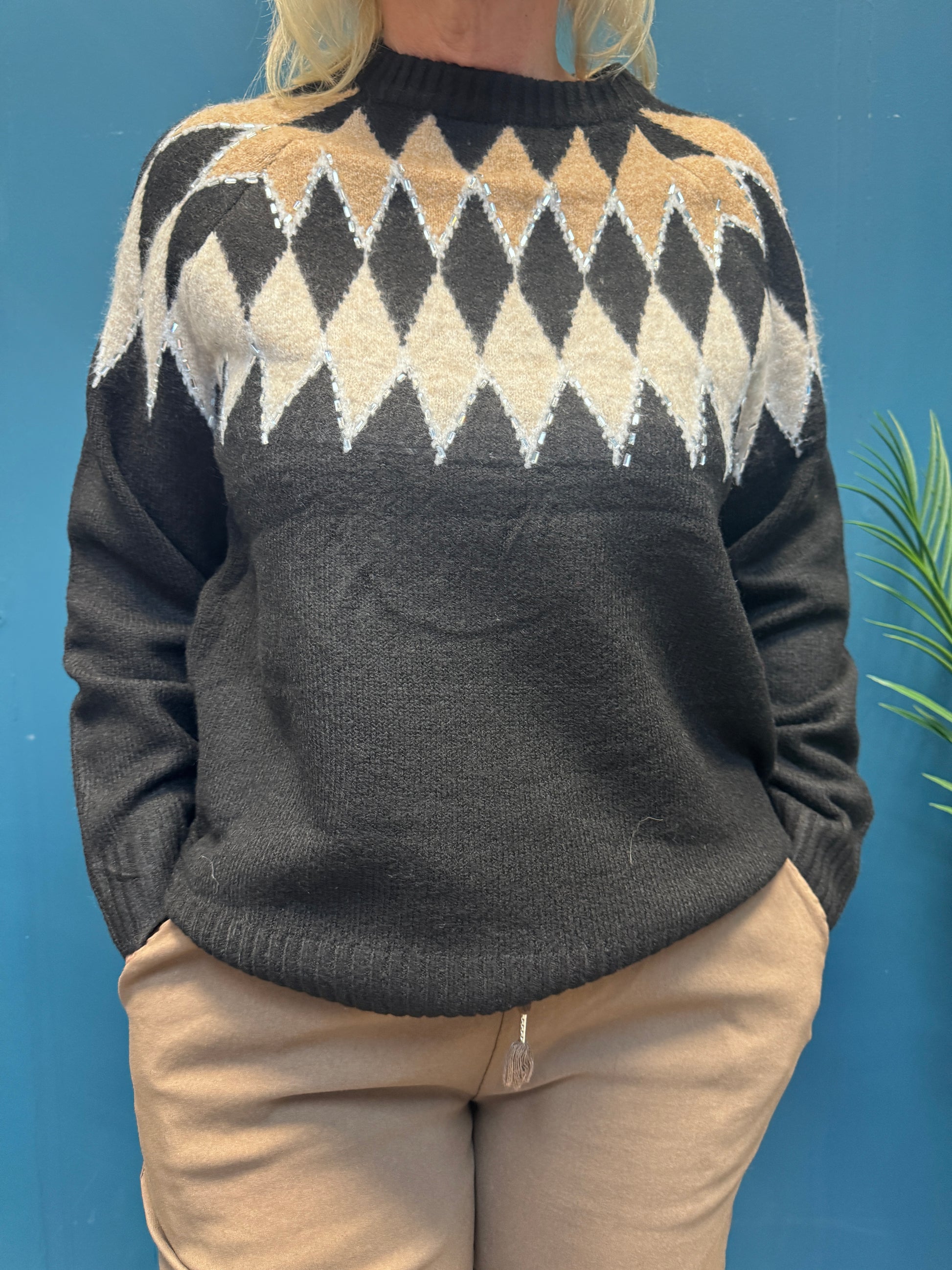 KM Fair Isle Jumper Black