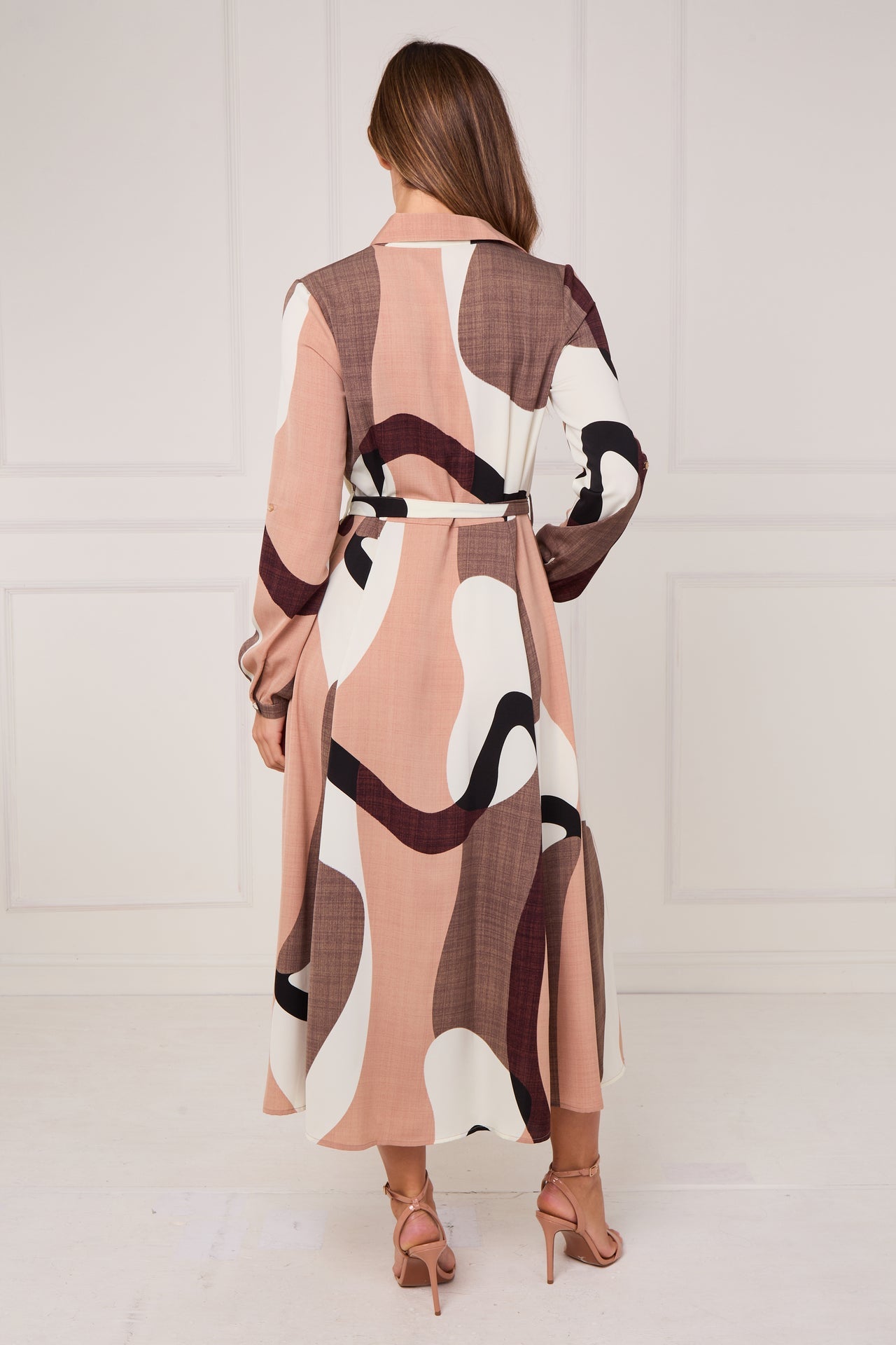 Blush Abstract Print Midi Dress
