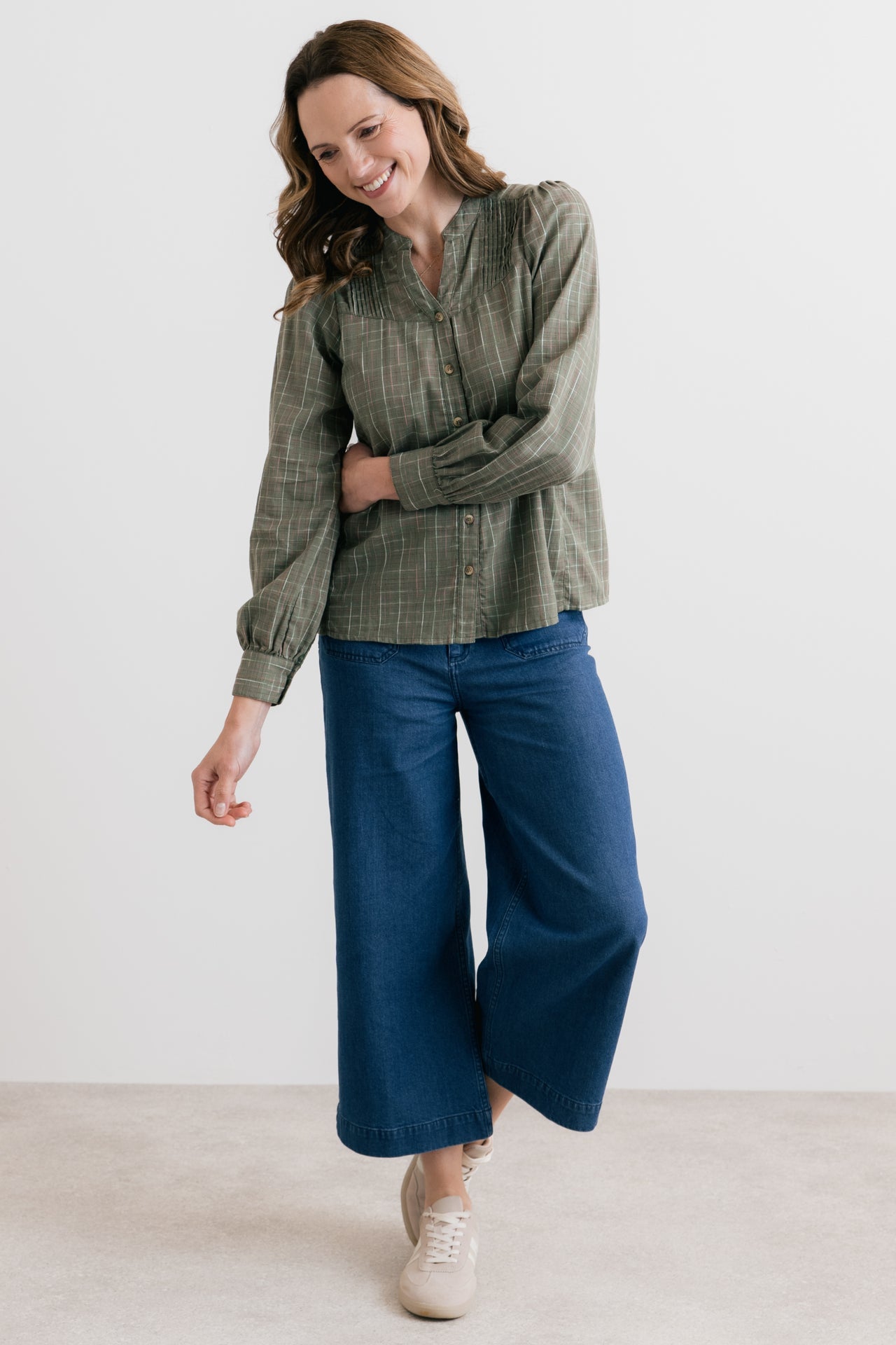 Lily & Me Popular Organic cotton checked blouse Green