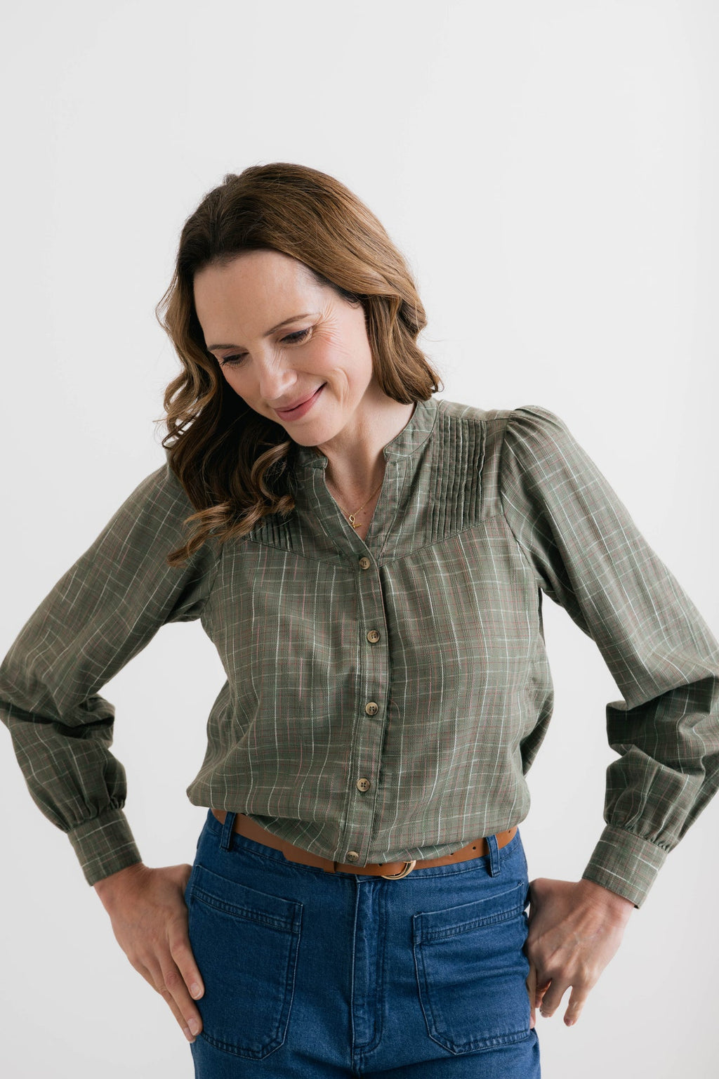 Lily & Me Popular Organic cotton checked blouse Green