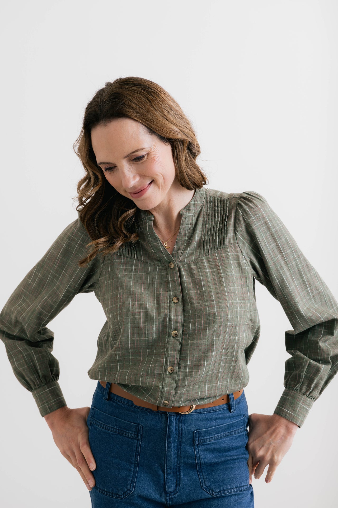 Lily & Me Popular Organic cotton checked blouse Green