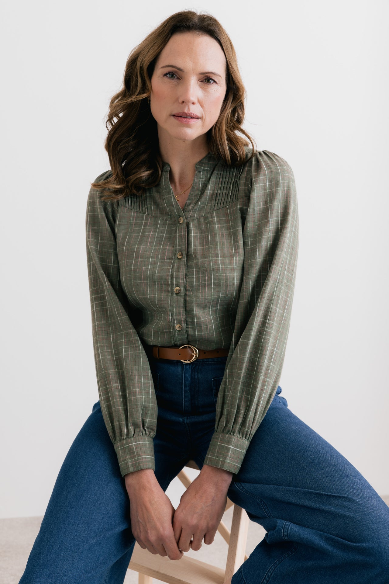 Lily & Me Popular Organic cotton checked blouse Green