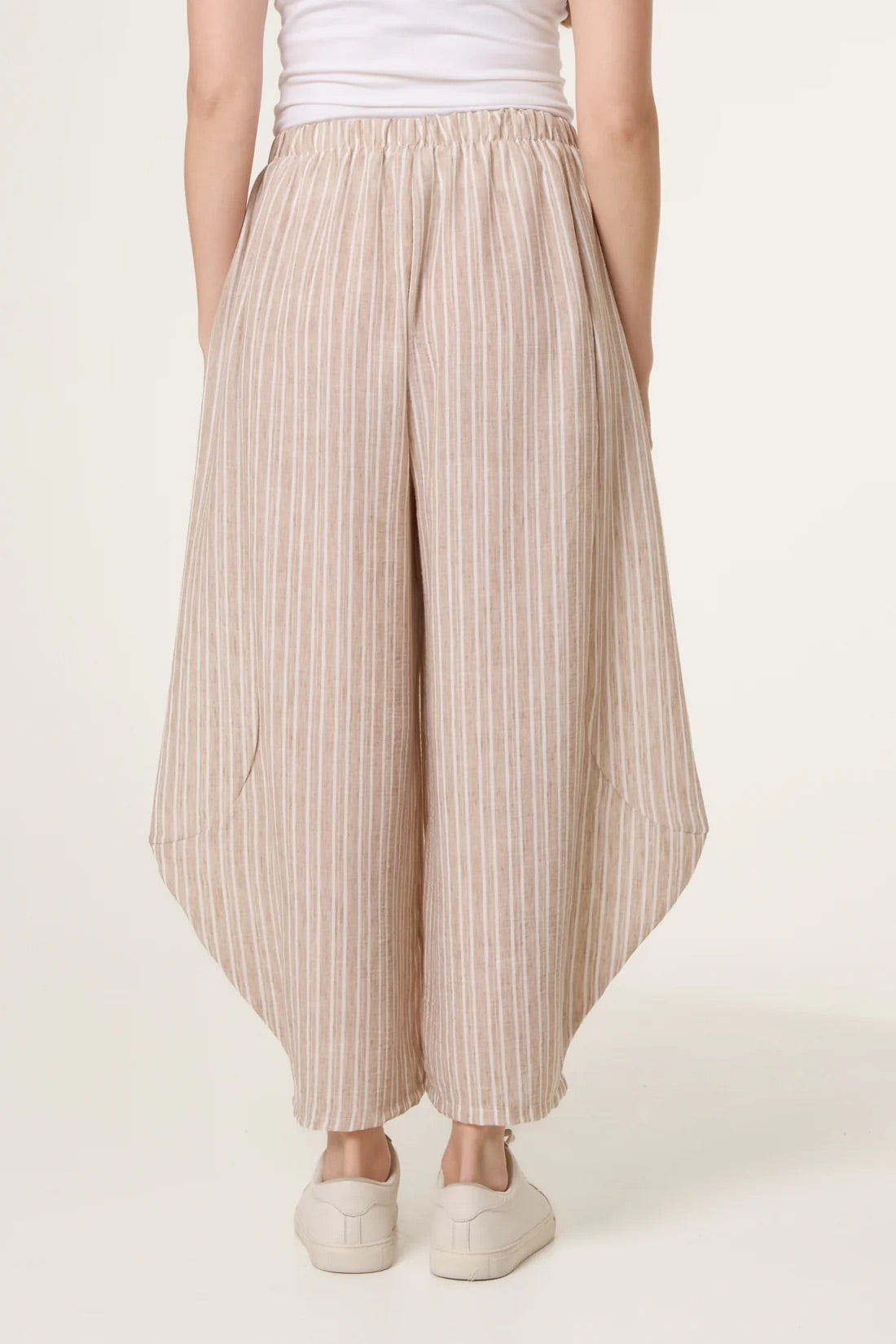Striped Cotton Blend Harem Trousers