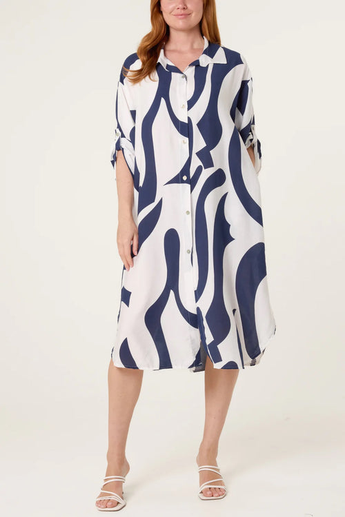 Abstract Print Shirt Dress