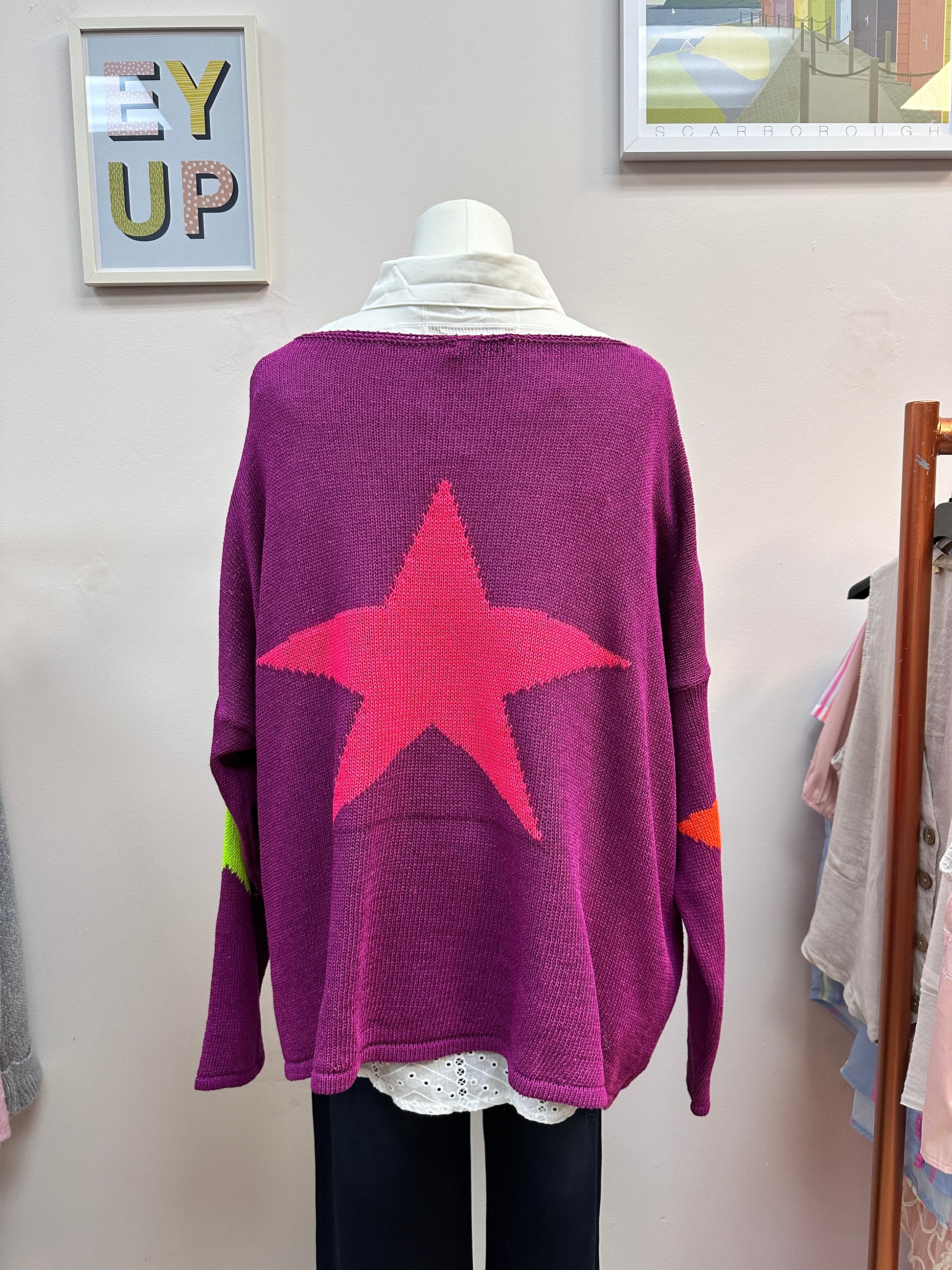 Fine Knit Purple Star Jumper