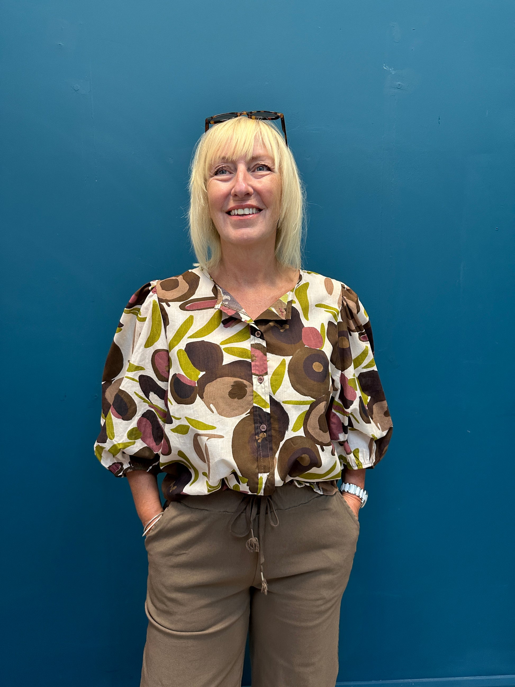 Marta Brown Print Top