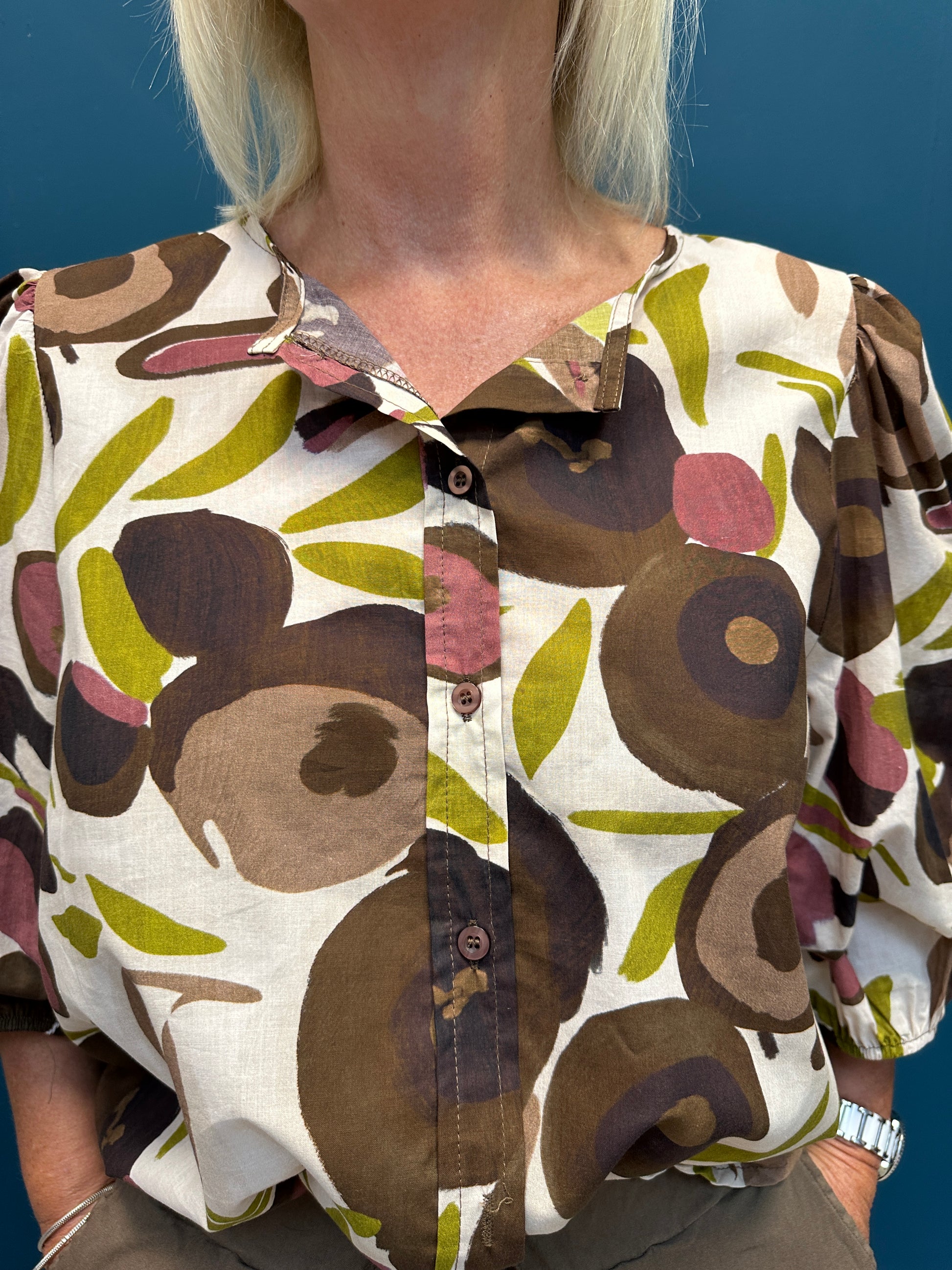 Marta Brown Print Top