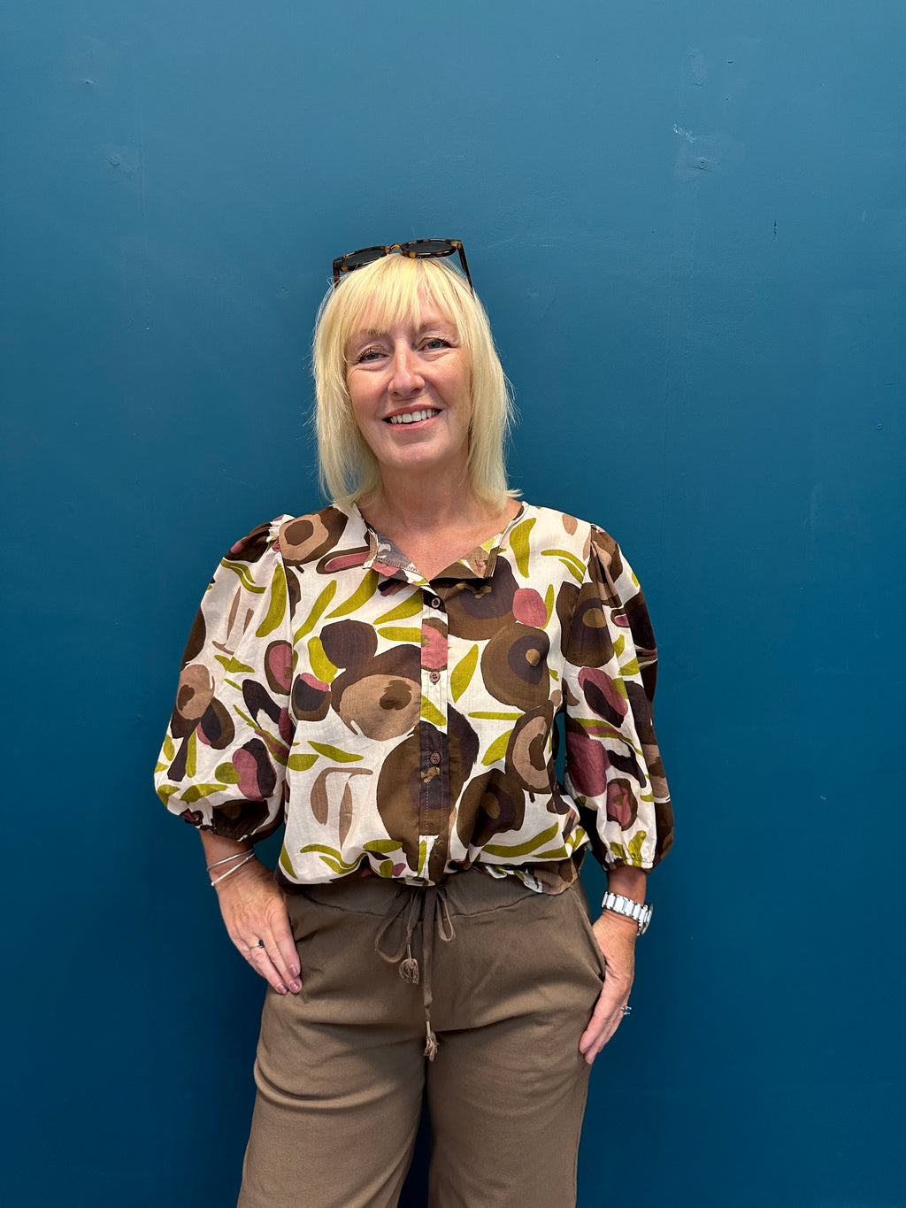Marta Brown Print Top