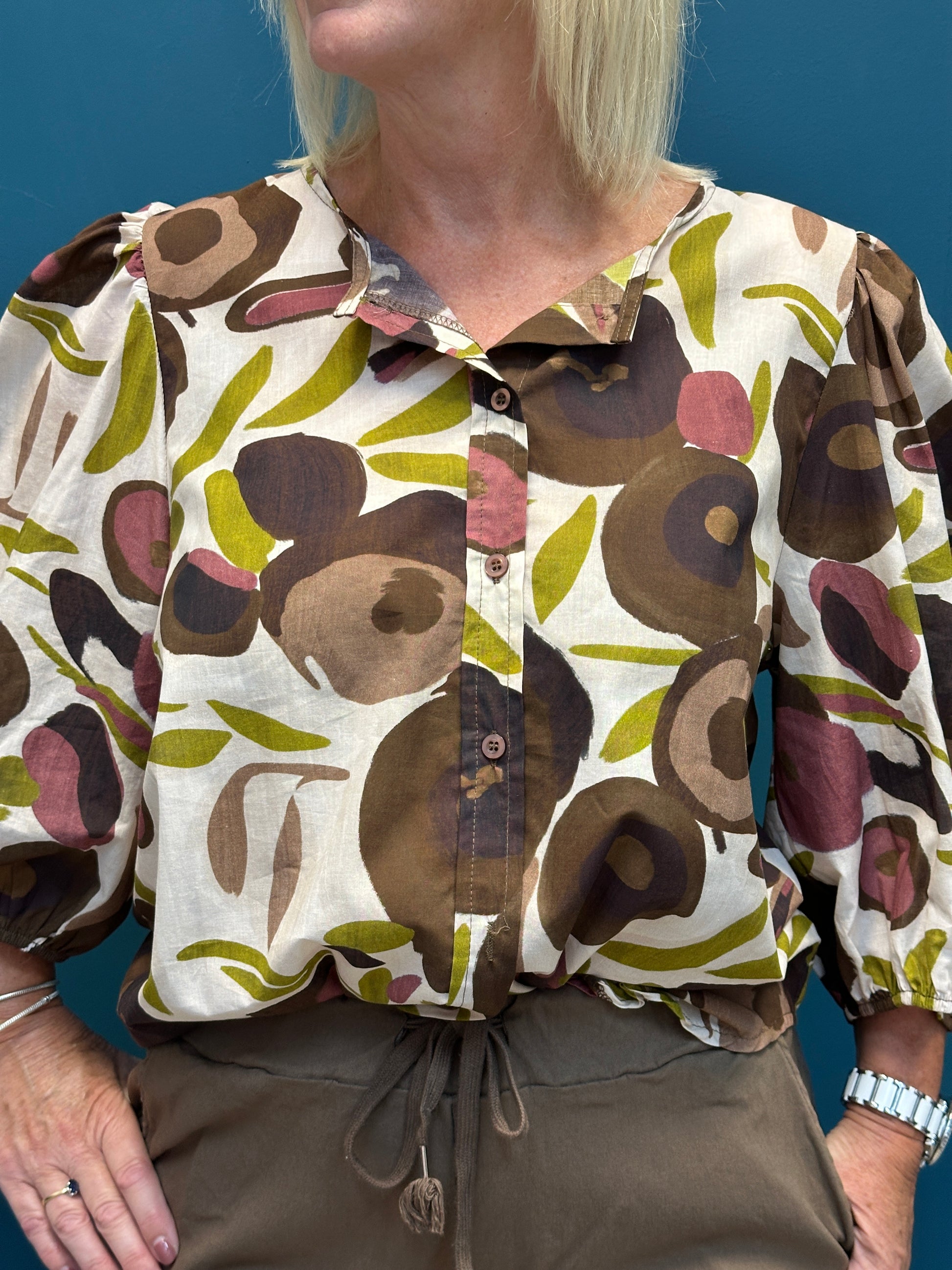 Marta Brown Print Top
