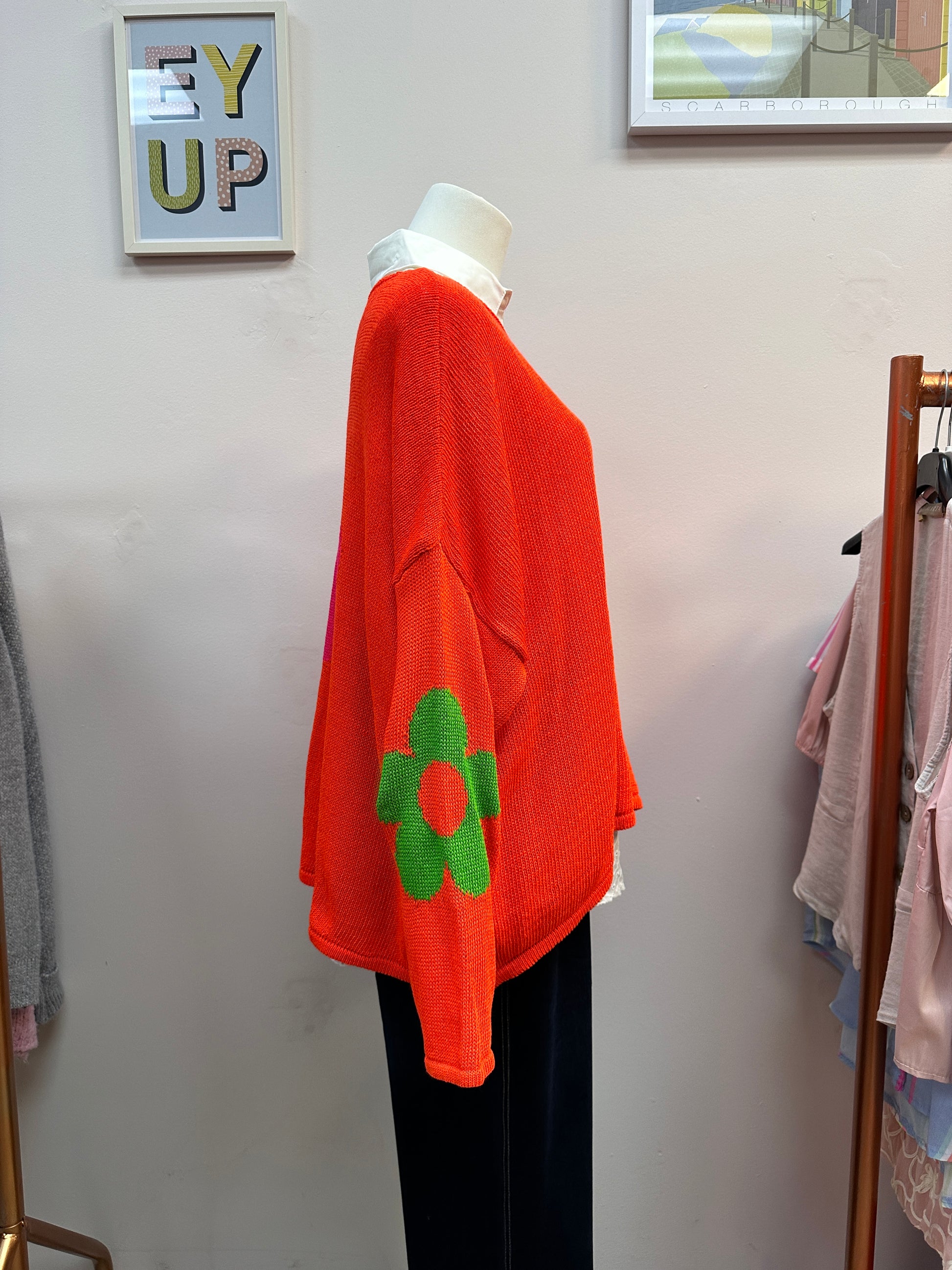 Fine Knit Orange Star Jumper