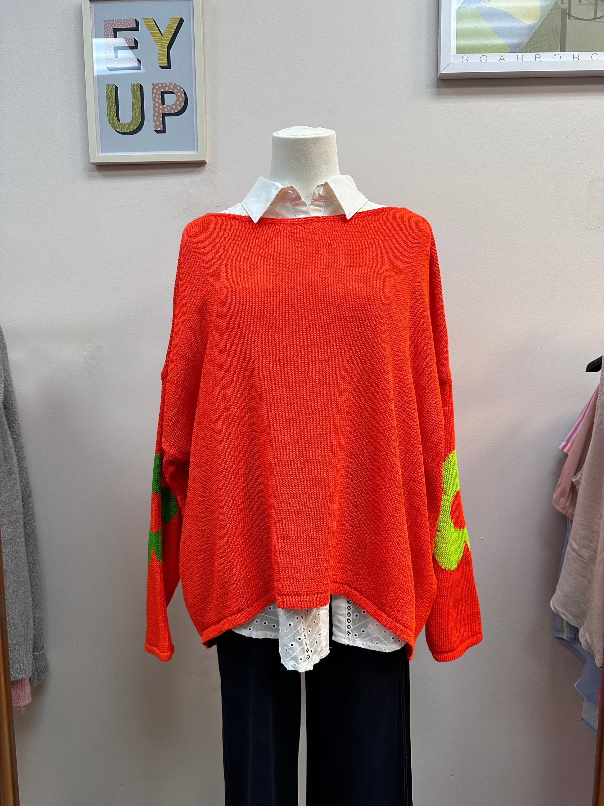 Fine Knit Orange Star Jumper