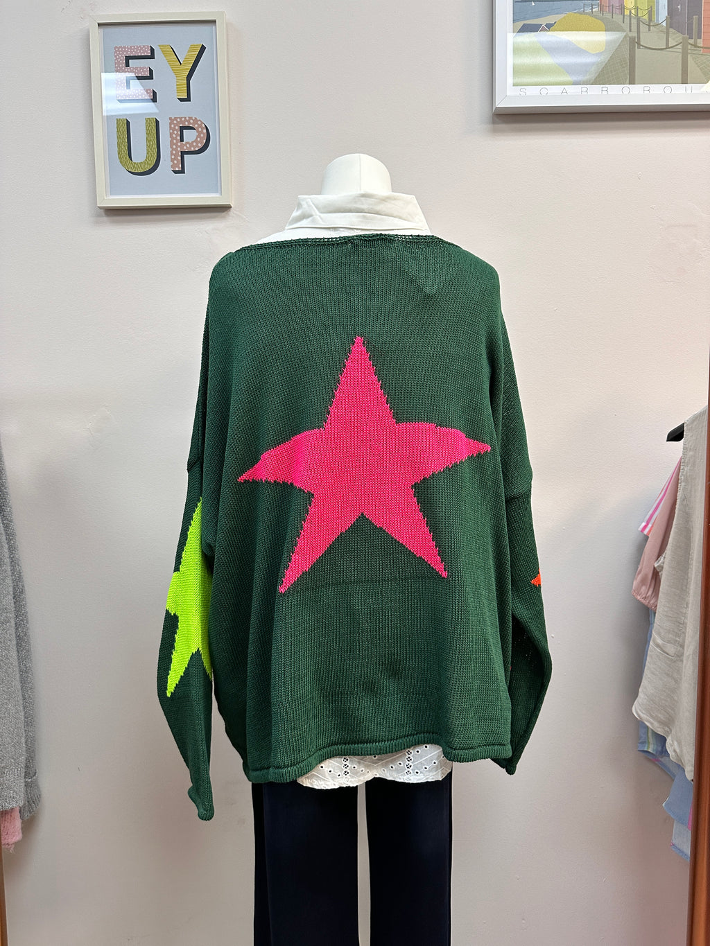 Fine Knit Green Star Jumper