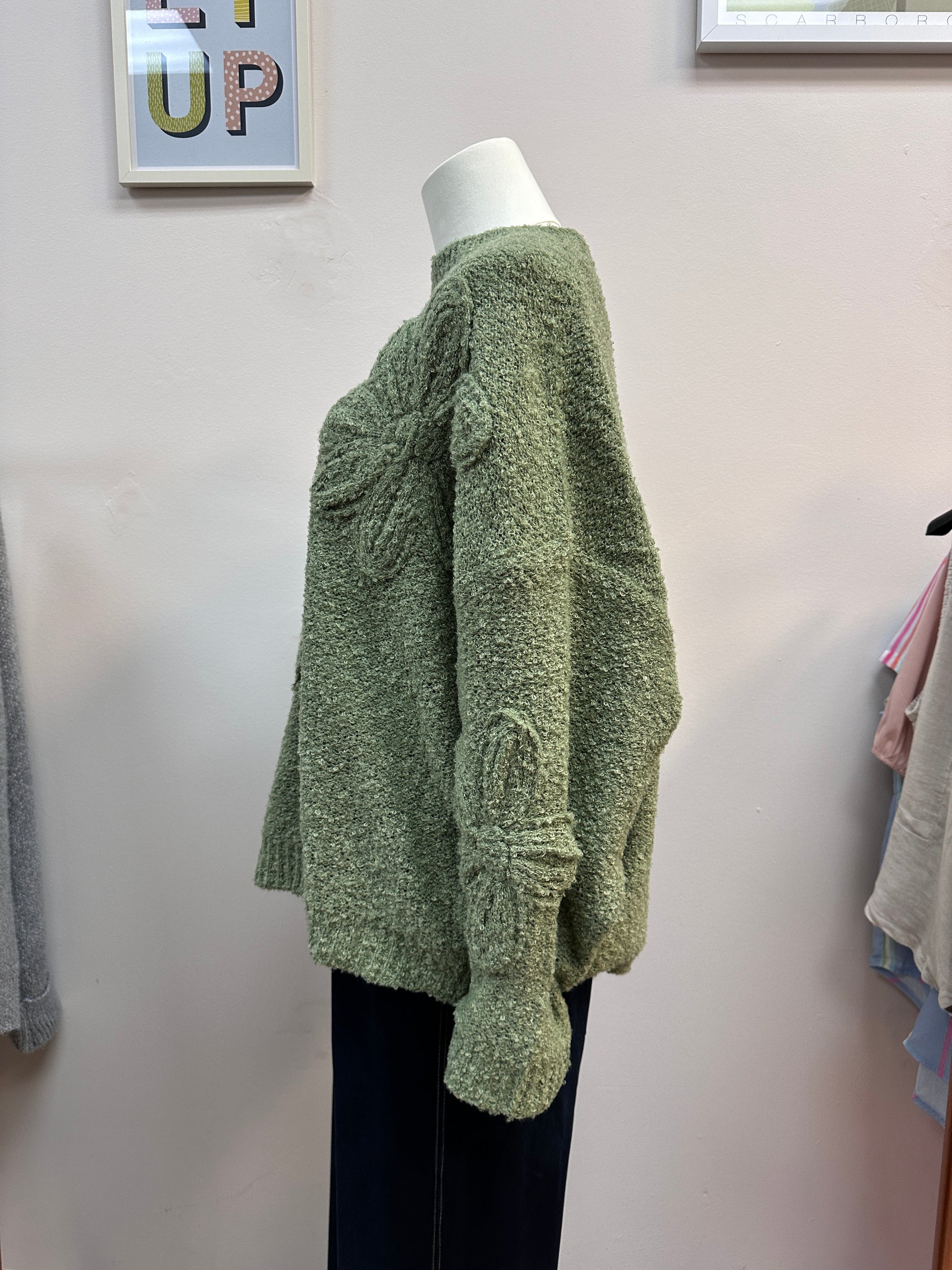 Light Khaki Embossed Flower Jumper