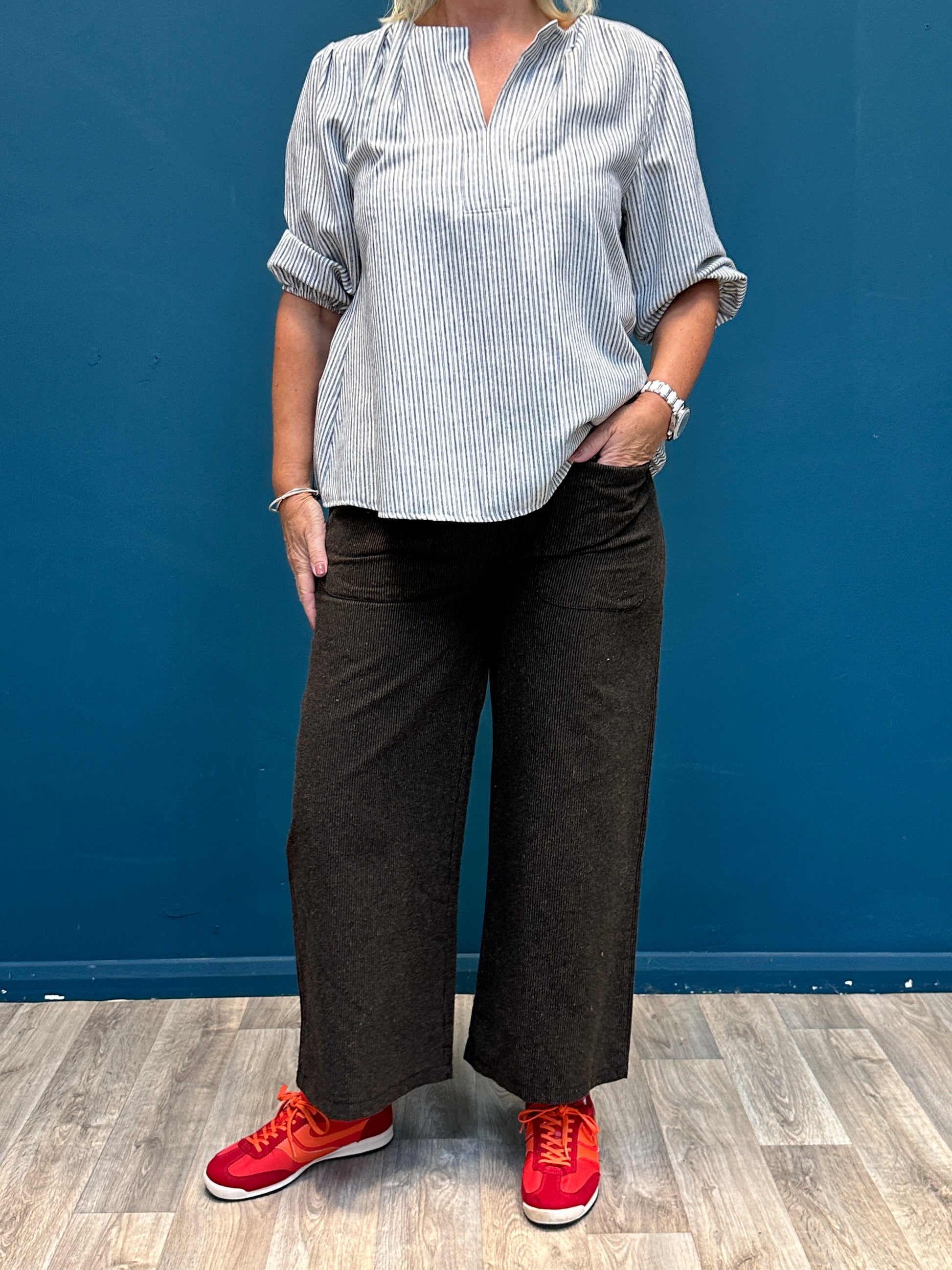 Marta Brown Cord Cropped Wide Leg Trouser