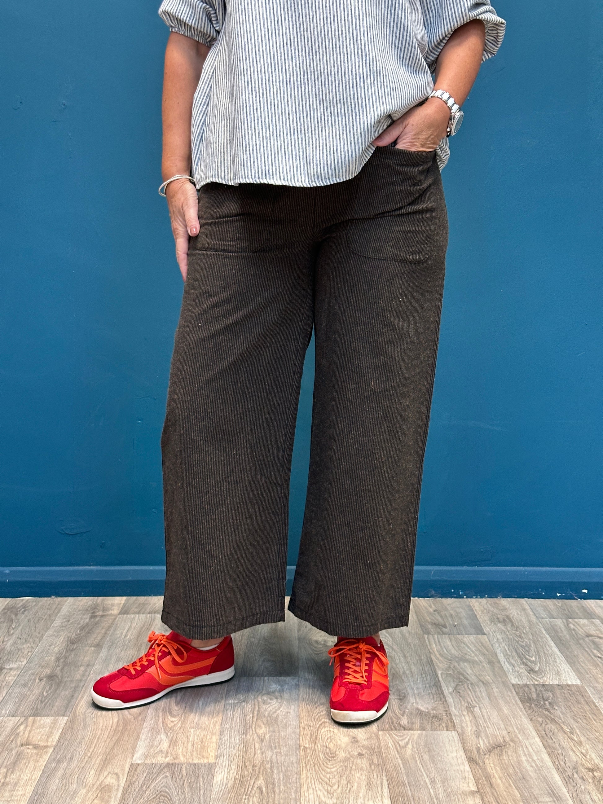 Marta Brown Cord Cropped Wide Leg Trouser