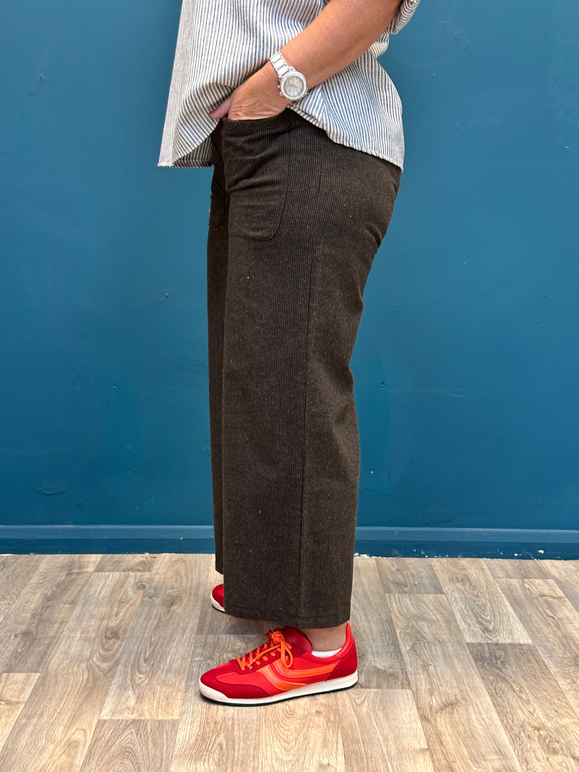 Marta Brown Cord Cropped Wide Leg Trouser