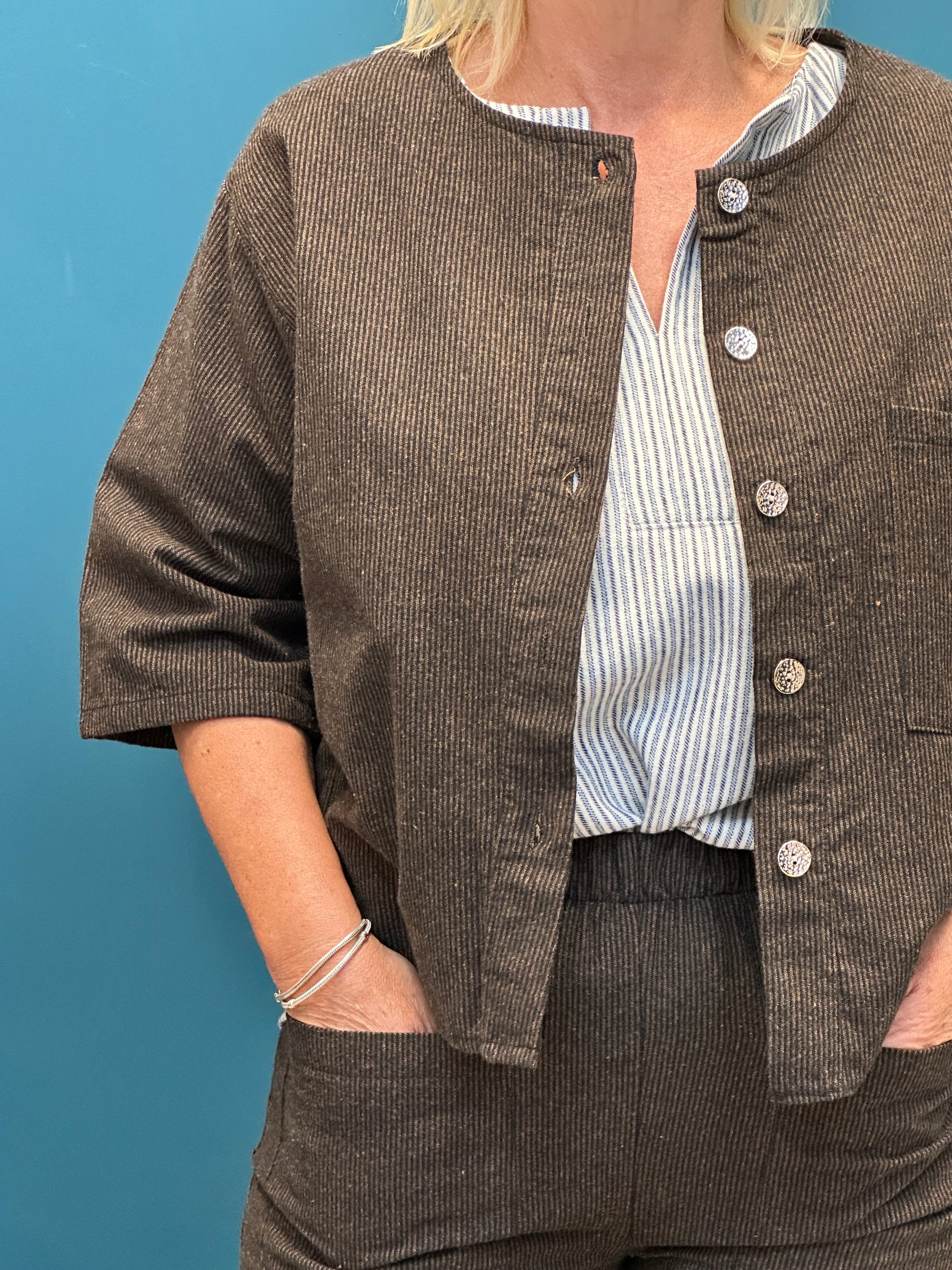 Marta Brown Cord Cropped Lightweight Jacket