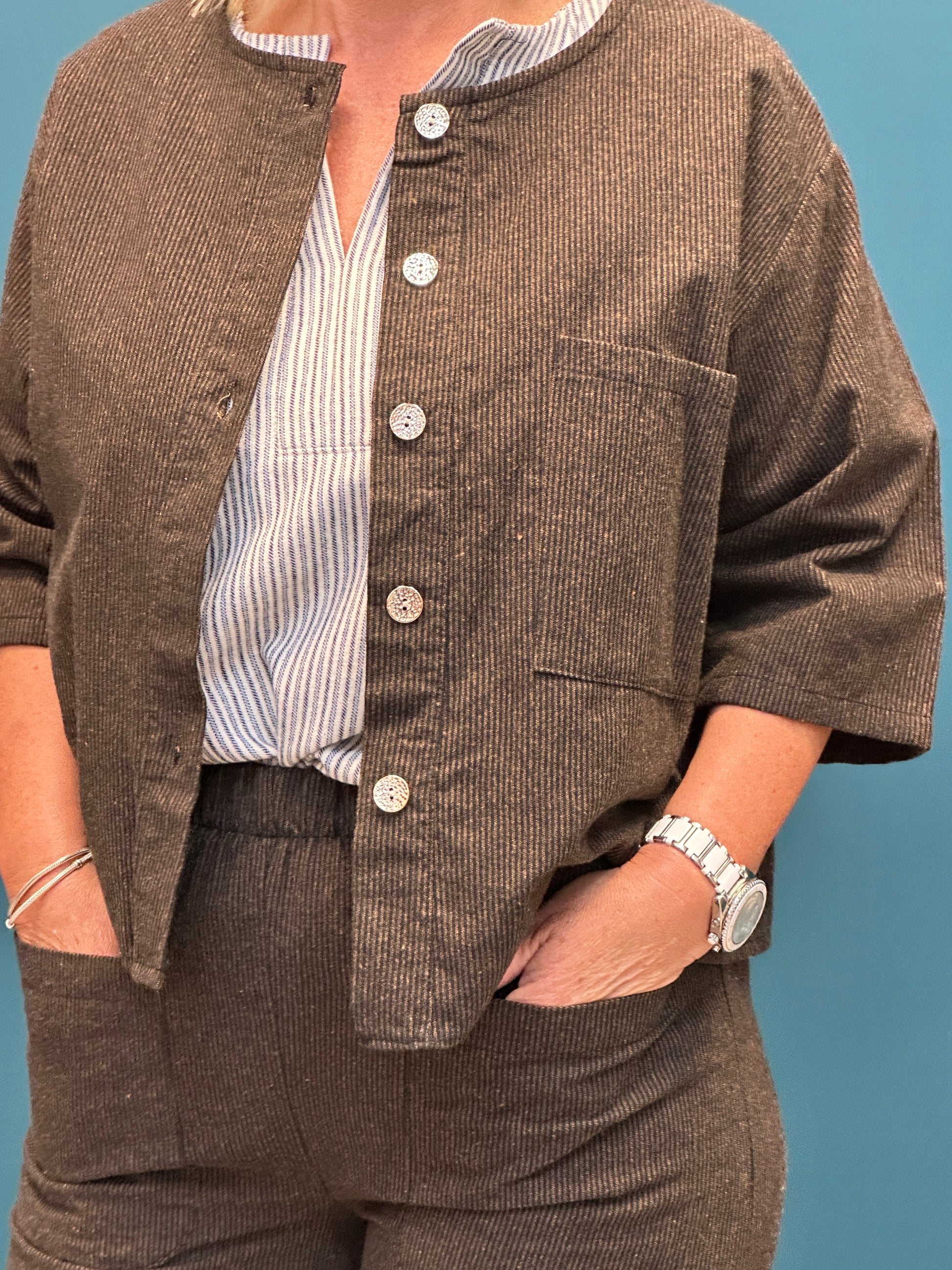Marta Brown Cord Cropped Lightweight Jacket