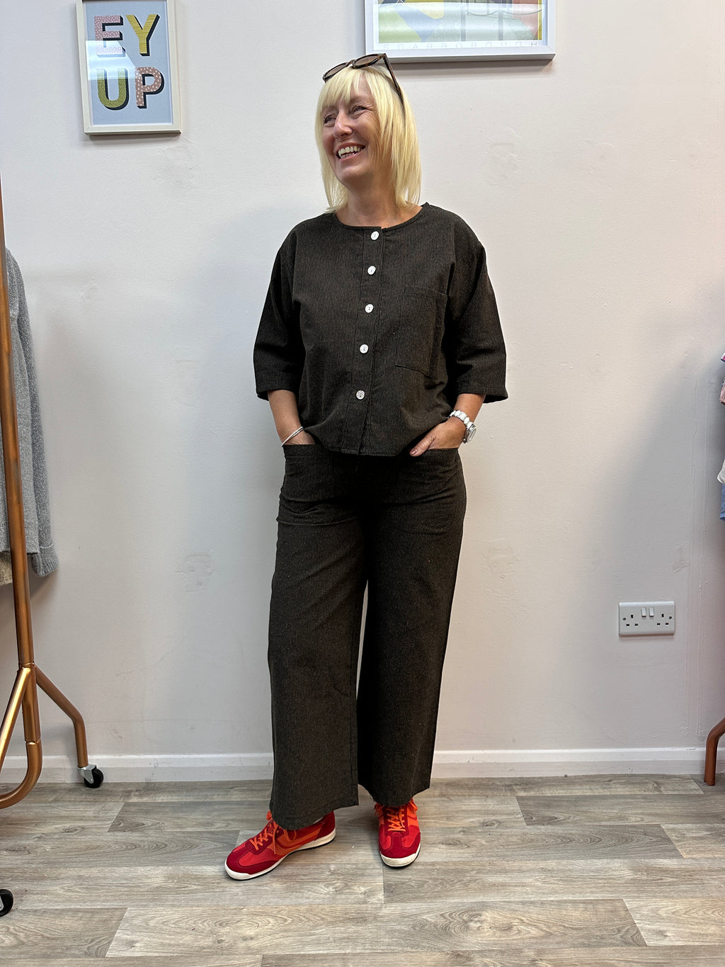 Marta Brown Cropped Cord Set