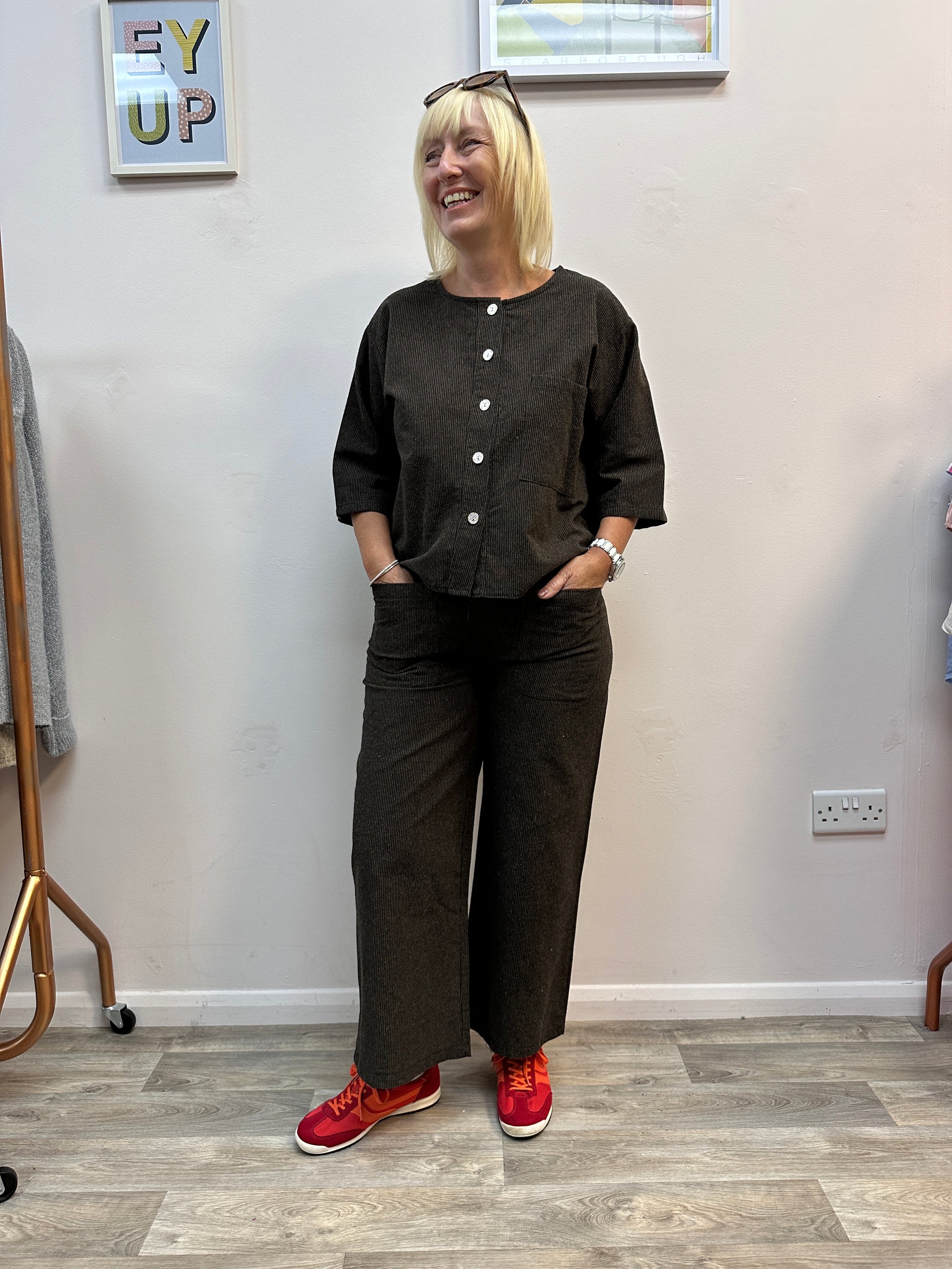 Marta Brown Cropped Cord Set