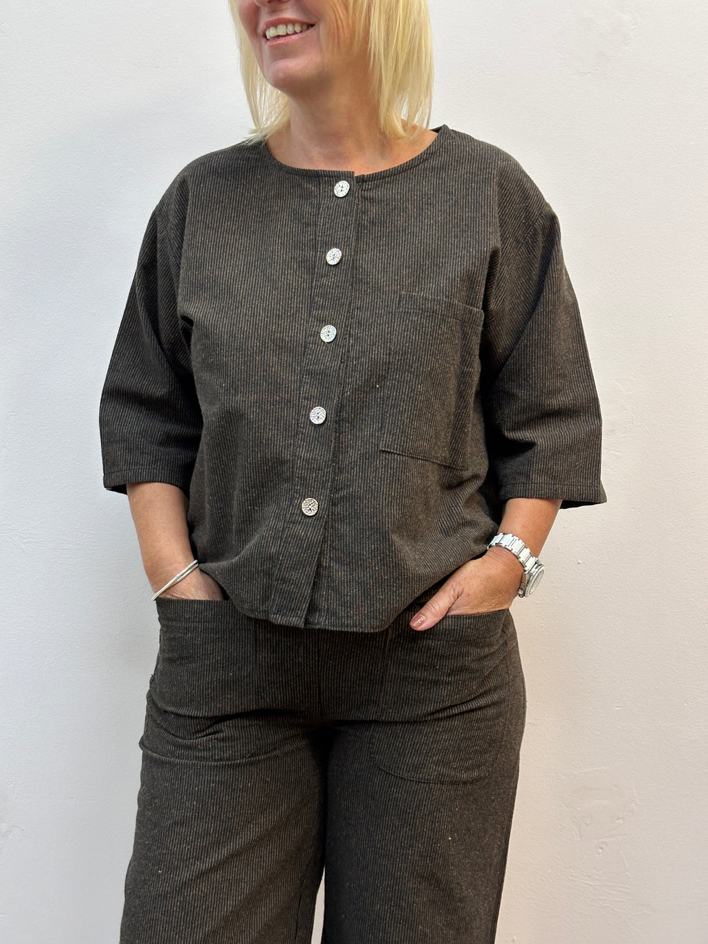 Marta Brown Cropped Cord Set