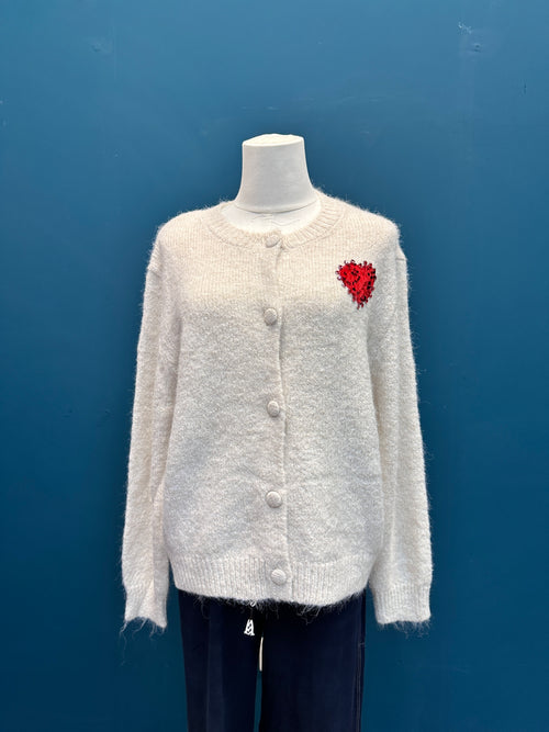 Cozy Cream Heart Cardigan