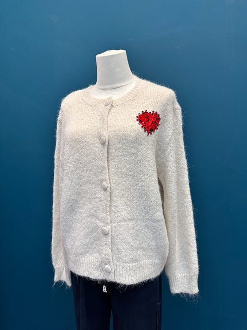 Cozy Cream Heart Cardigan