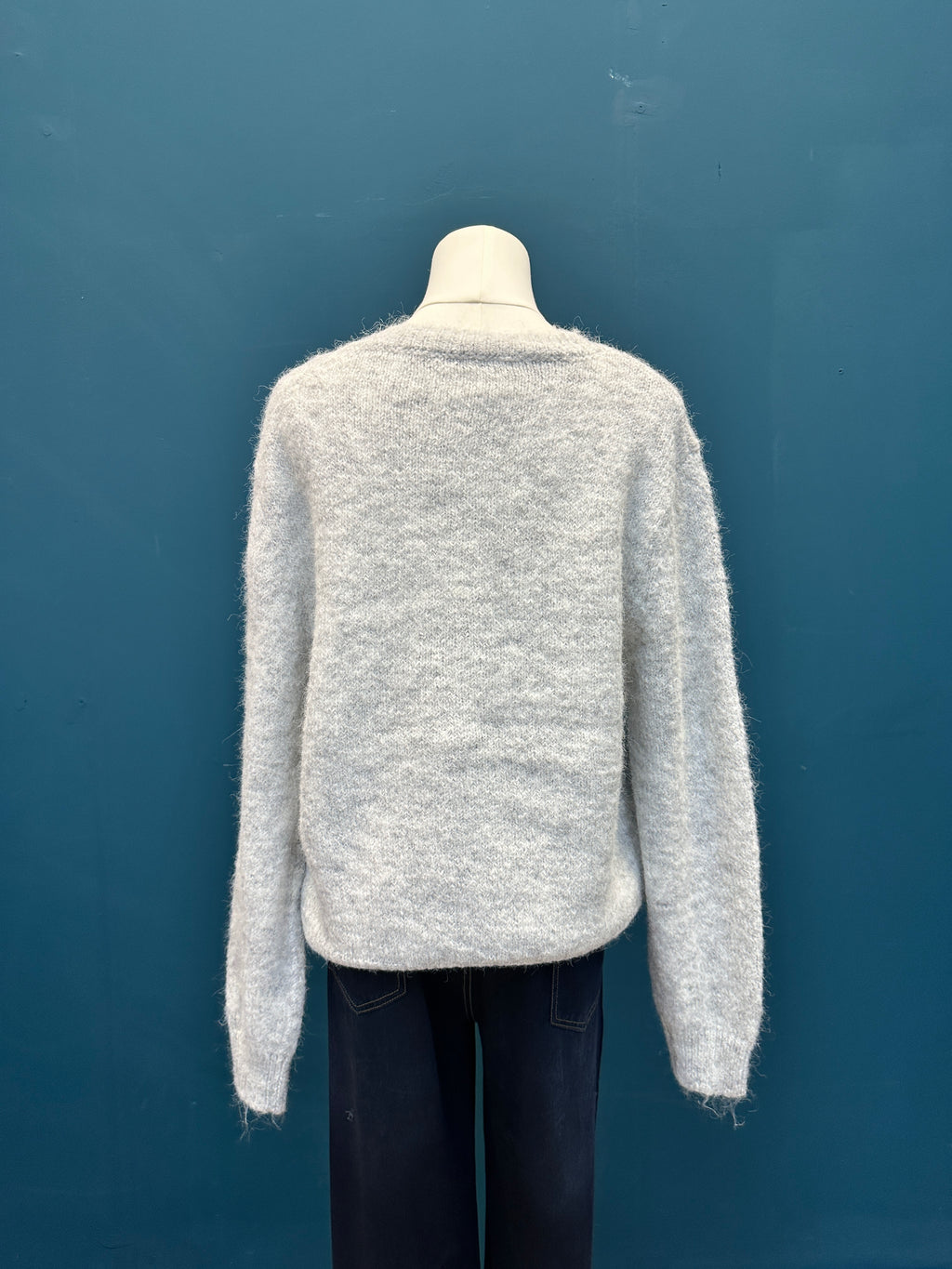 Cozy Grey Heart Cardigan