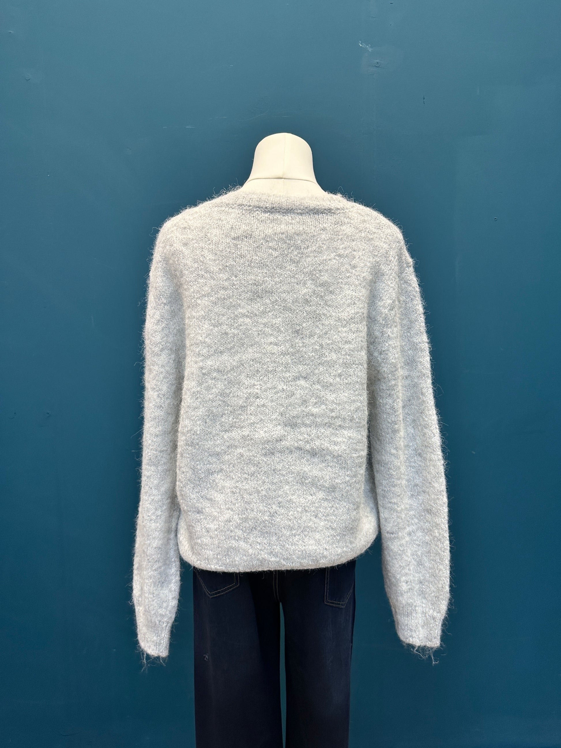 Cozy Grey Heart Cardigan