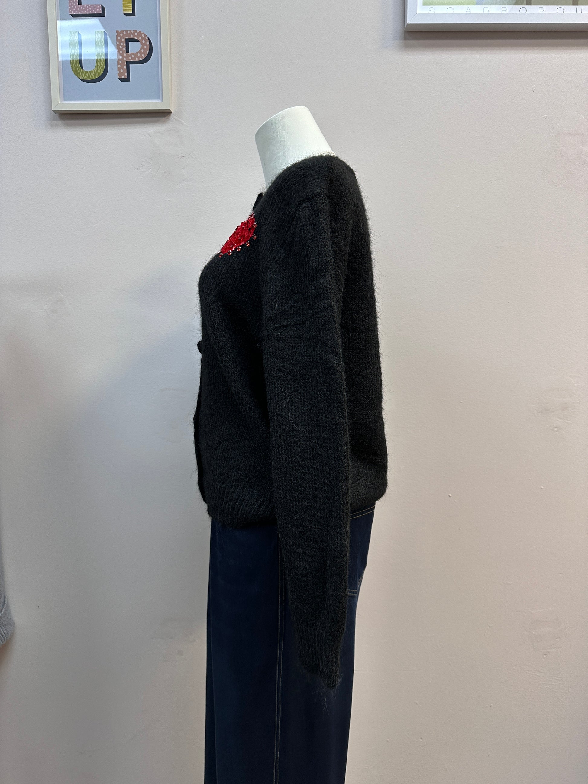 Cozy Black Heart Cardigan