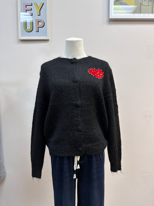 Cozy Black Heart Cardigan