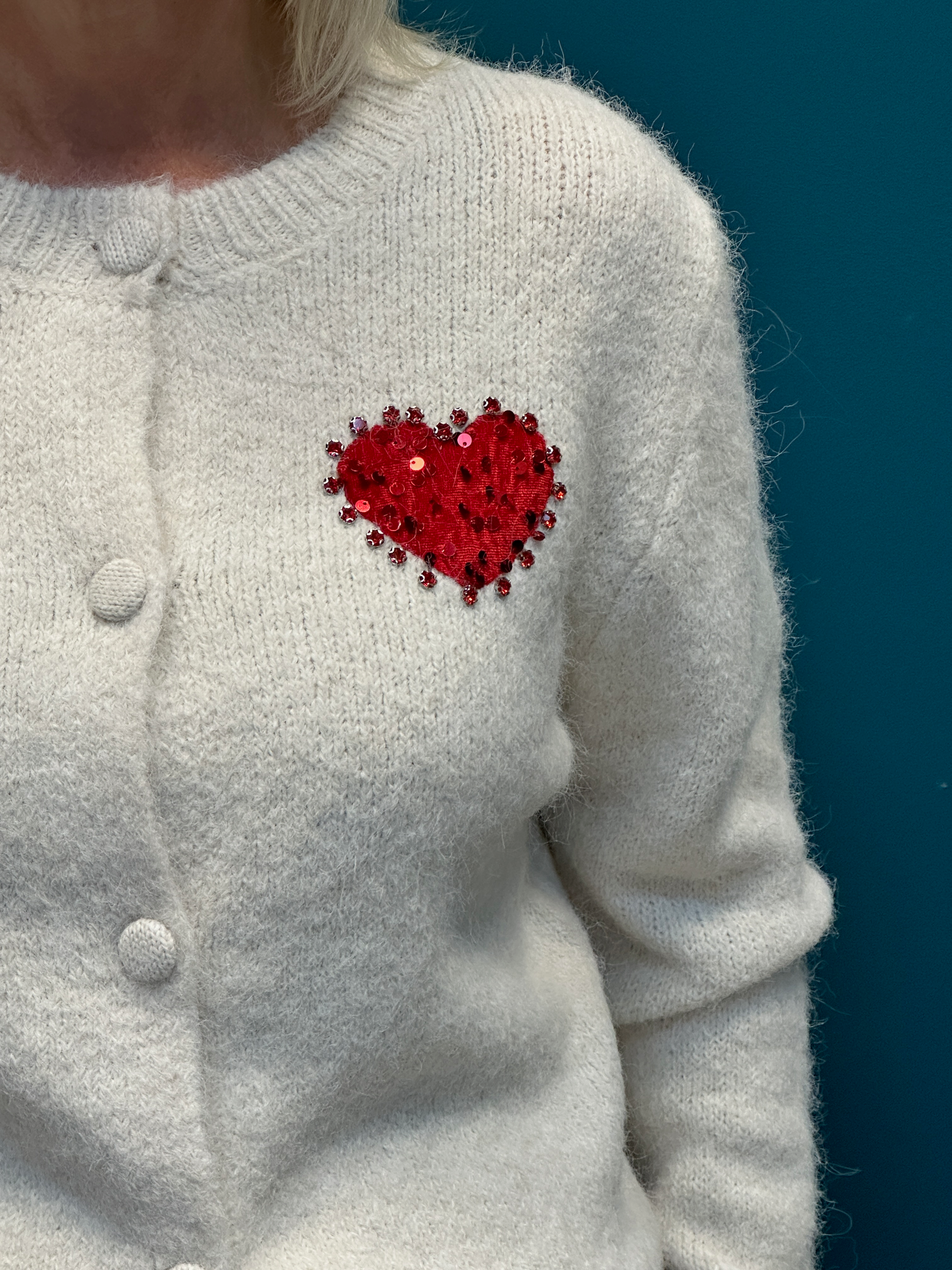 Cozy Cream Heart Cardigan
