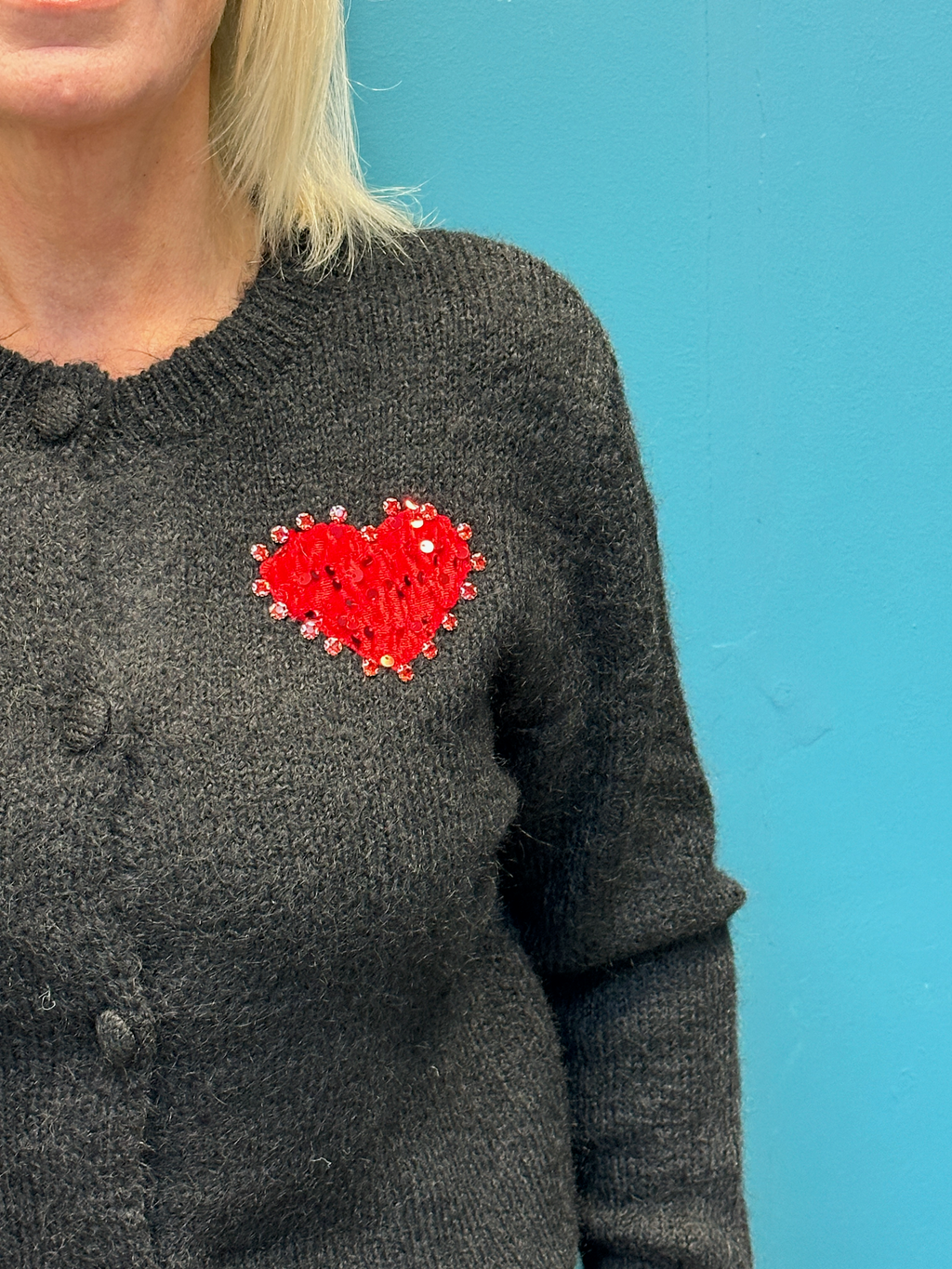 Cozy Black Heart Cardigan