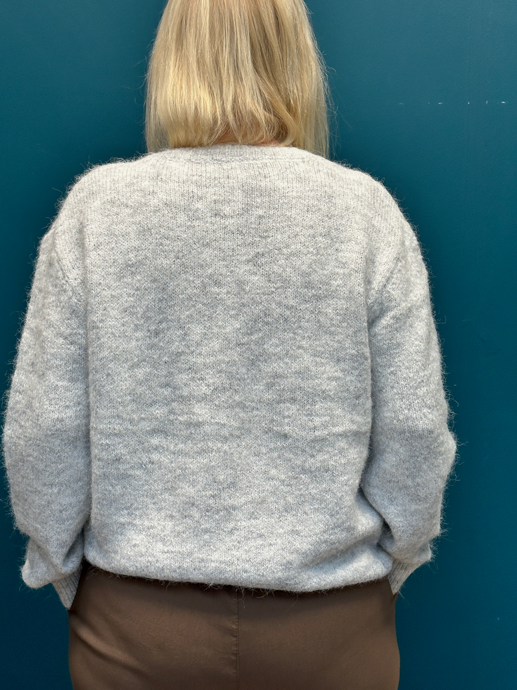 Cozy Grey Heart Cardigan