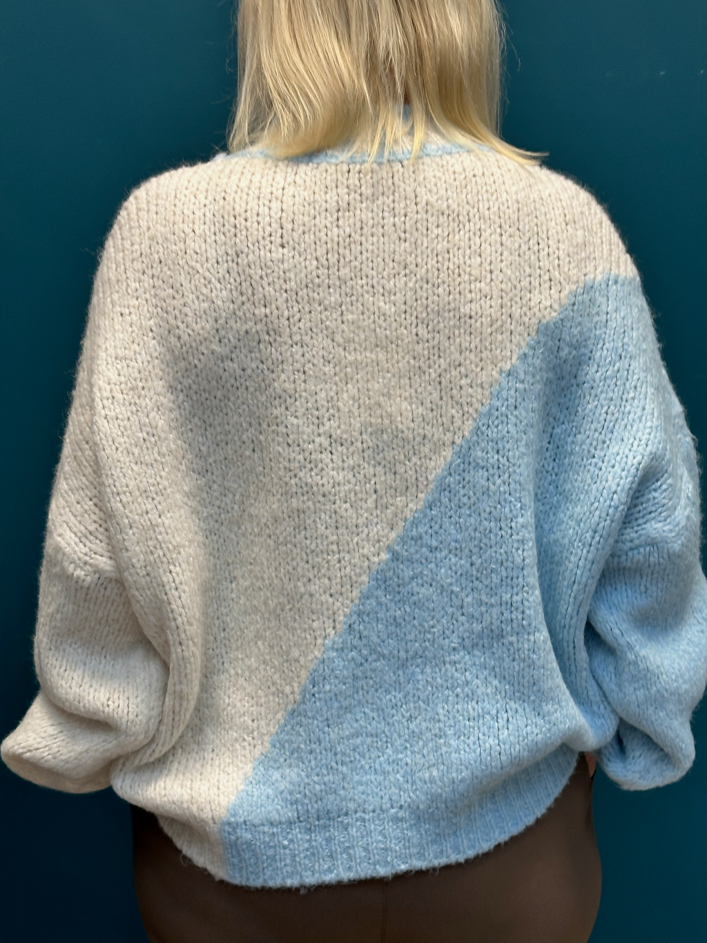 Diagonal Light Blue Contrast Jumper