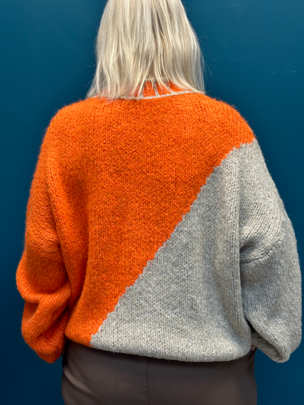 Diagonal Orange Contrast Jumper