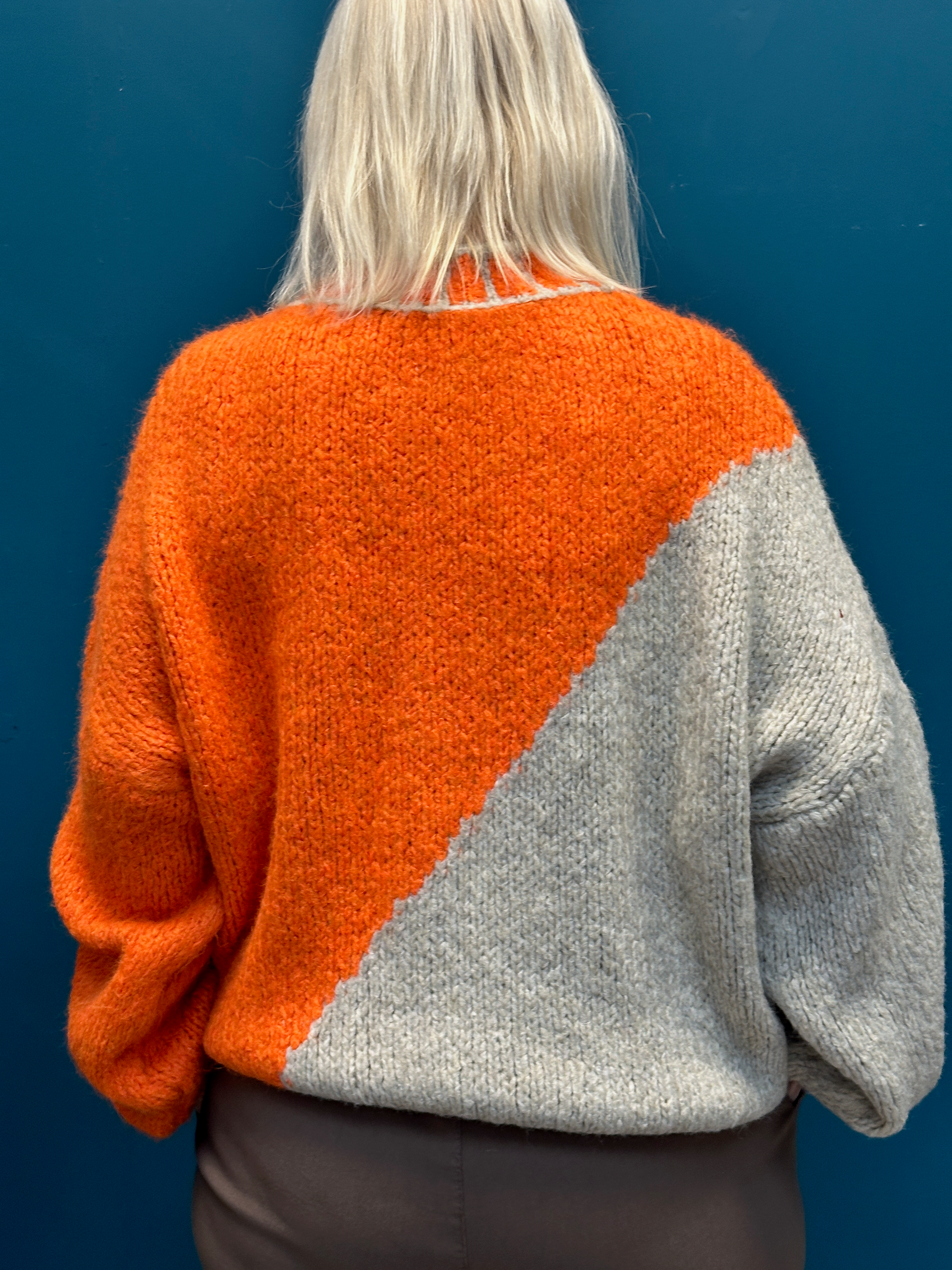 Diagonal Orange Contrast Jumper