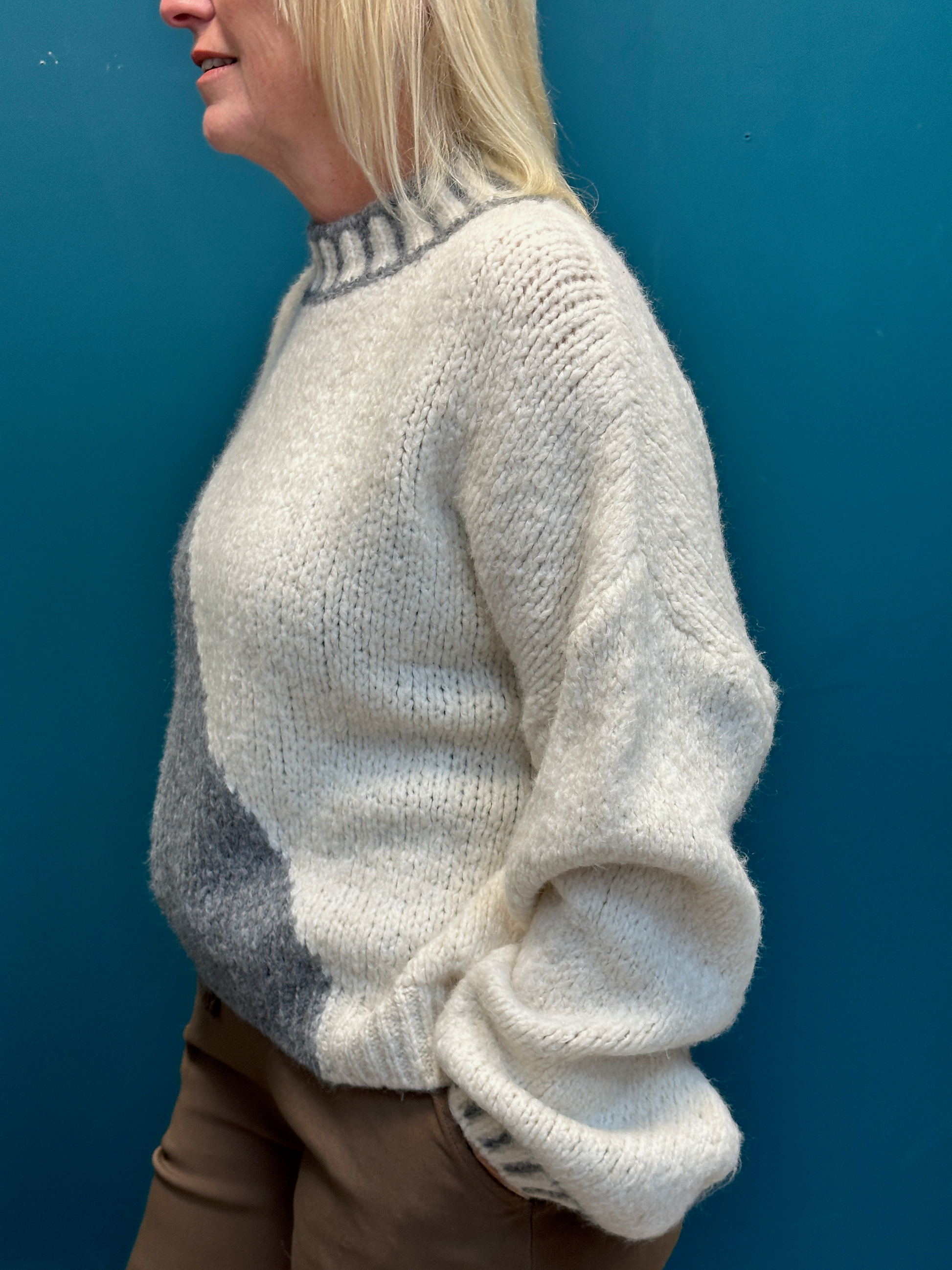 Diagonal Grey Contrast Jumper