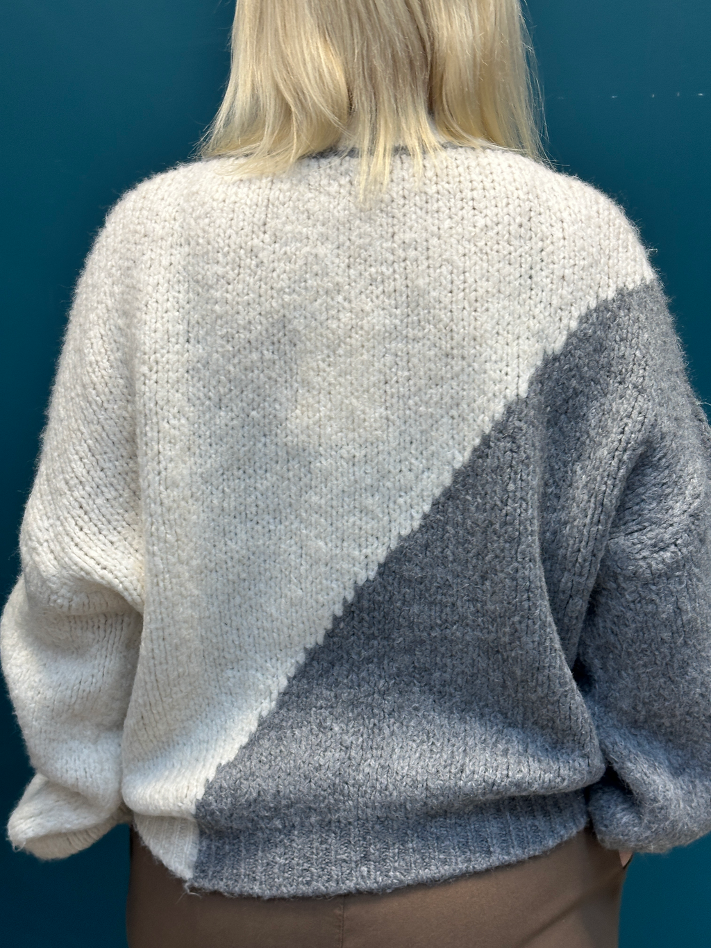 Diagonal Grey Contrast Jumper