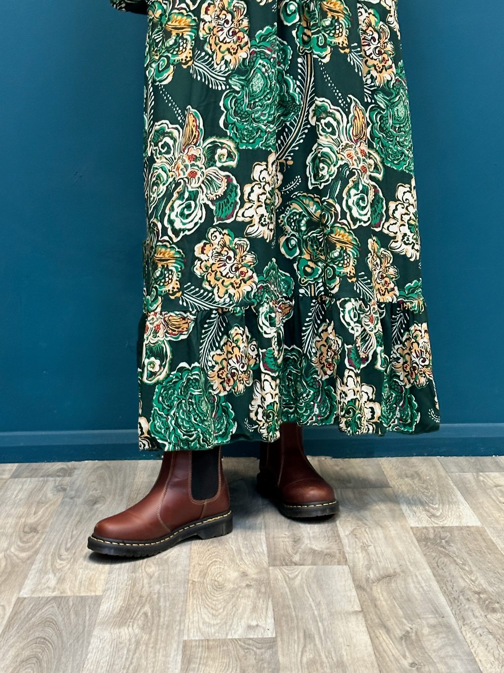 Goose Island Paisley Flower Shirred Bust Dress