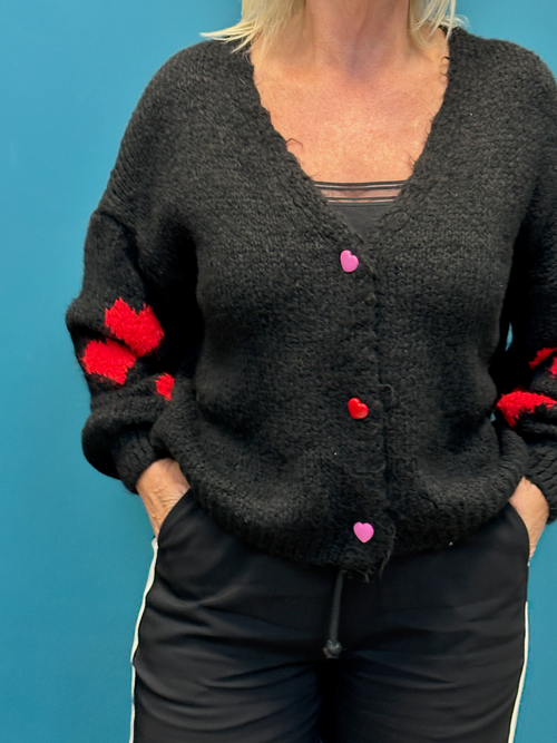 Black Heart Sleeve Cardigan