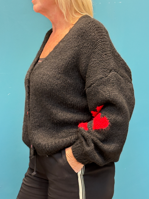 Black Heart Sleeve Cardigan