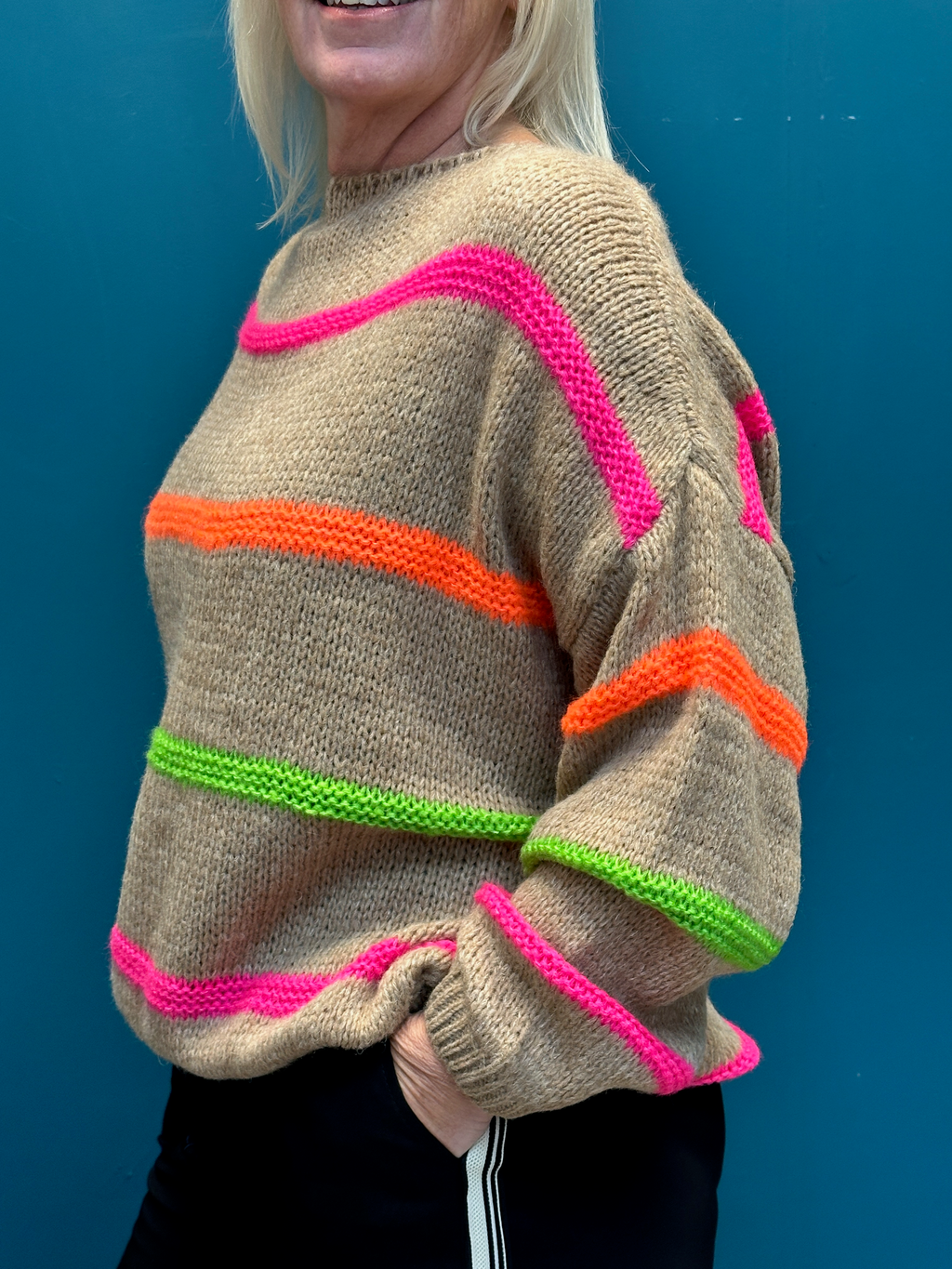 Goose Island Lana Wool Camel Stripe Jumper