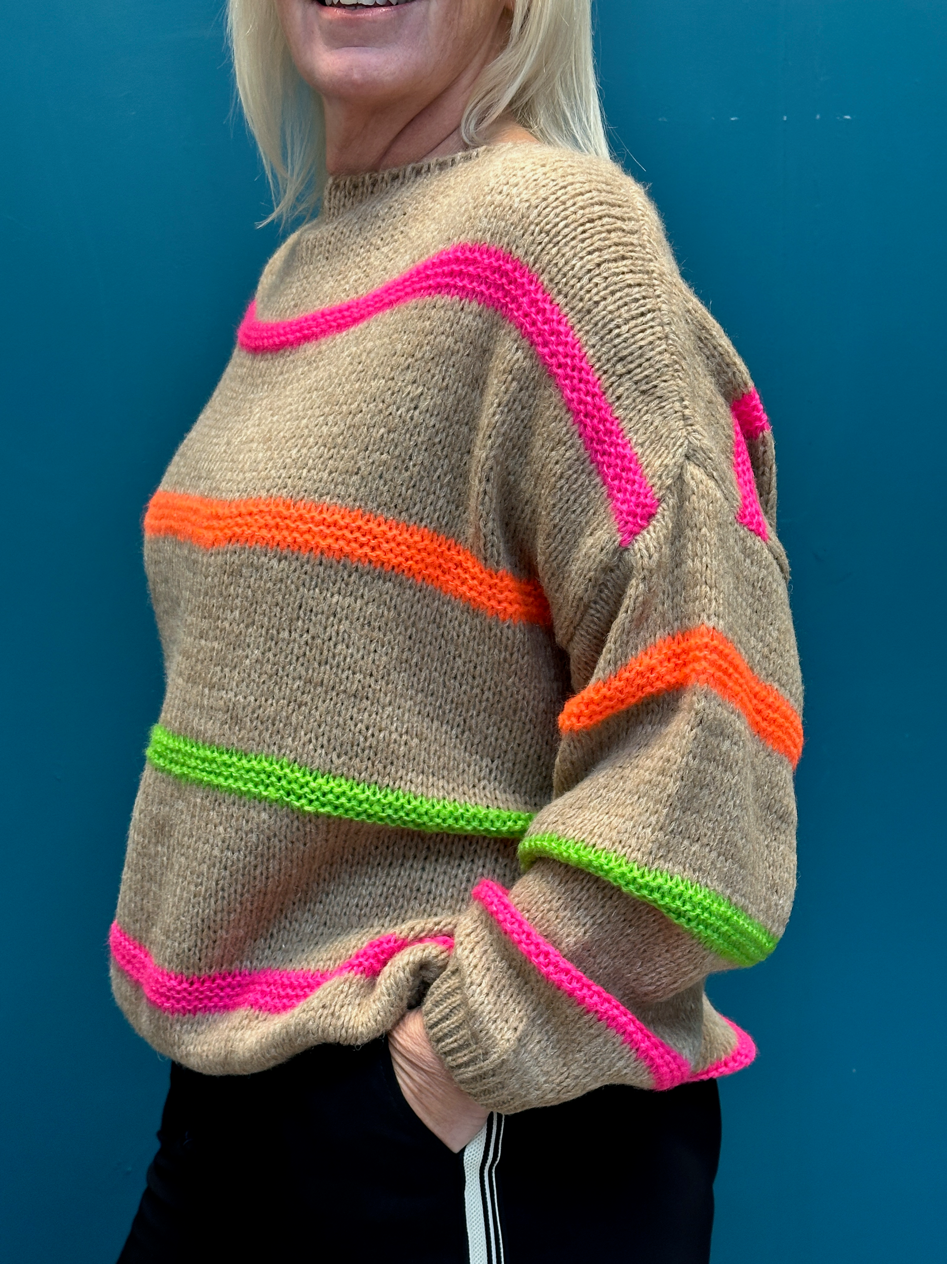 Goose Island Lana Wool Camel Stripe Jumper