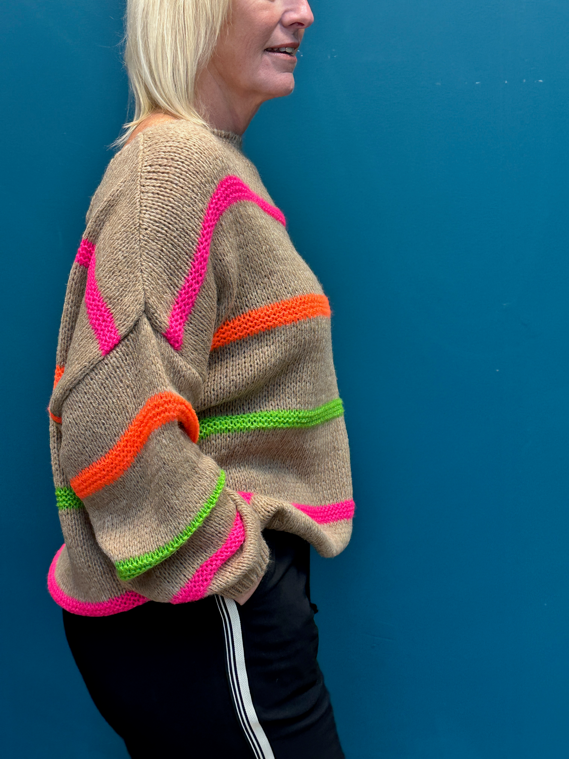 Goose Island Lana Wool Camel Stripe Jumper