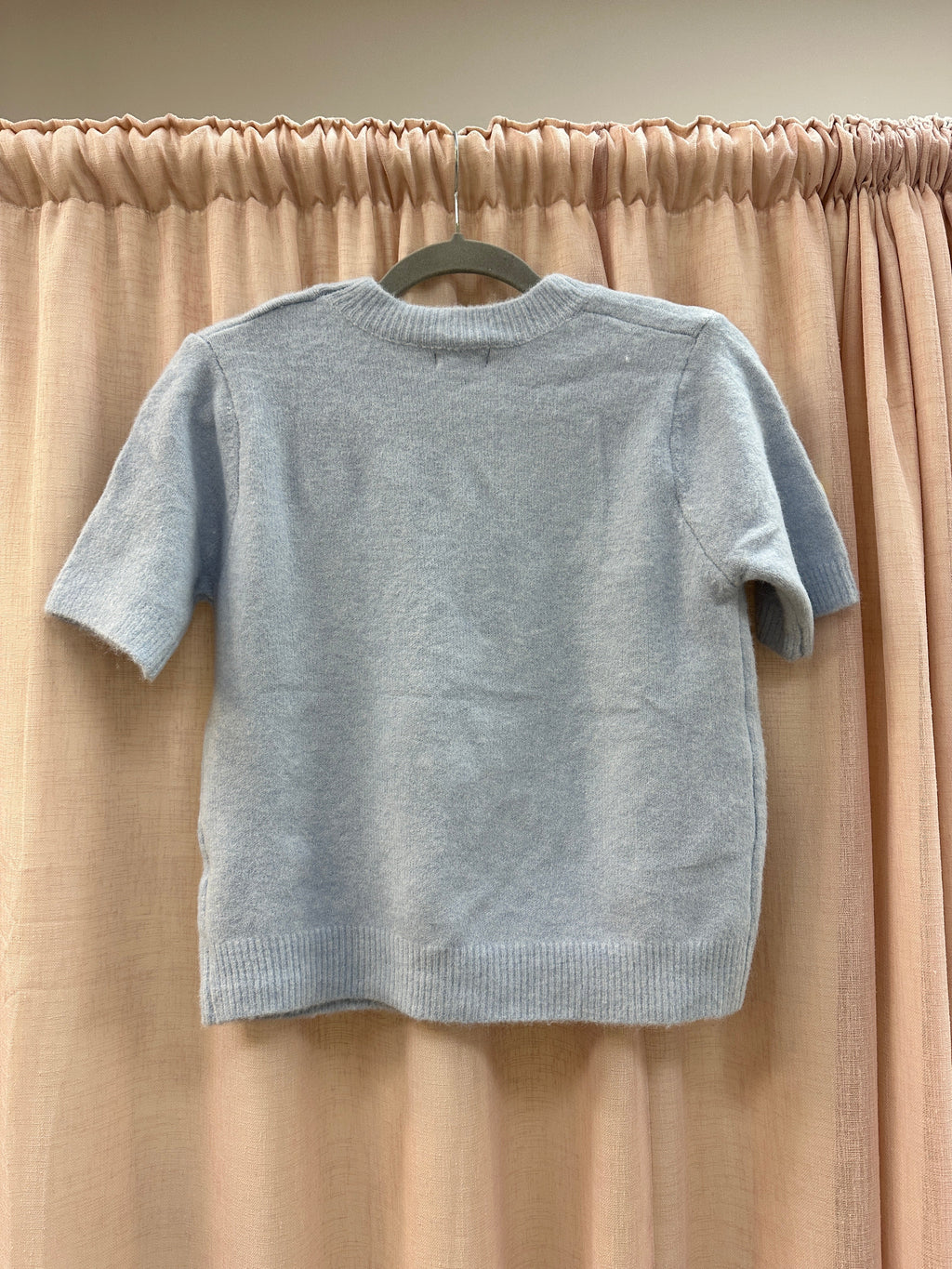 Light Blue Heart Patch Cap Sleeve Knit Jumper Ginger + Gray