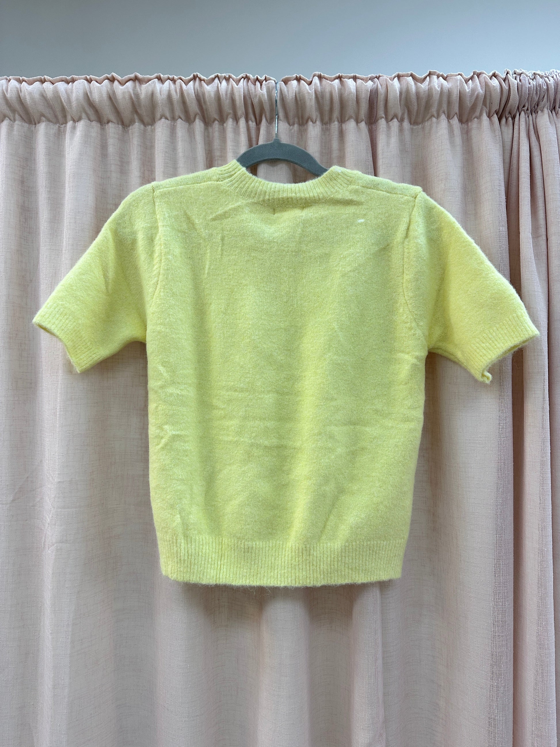 Yellow Heart Patch Cap Sleeve Knit Jumper Ginger + Gray