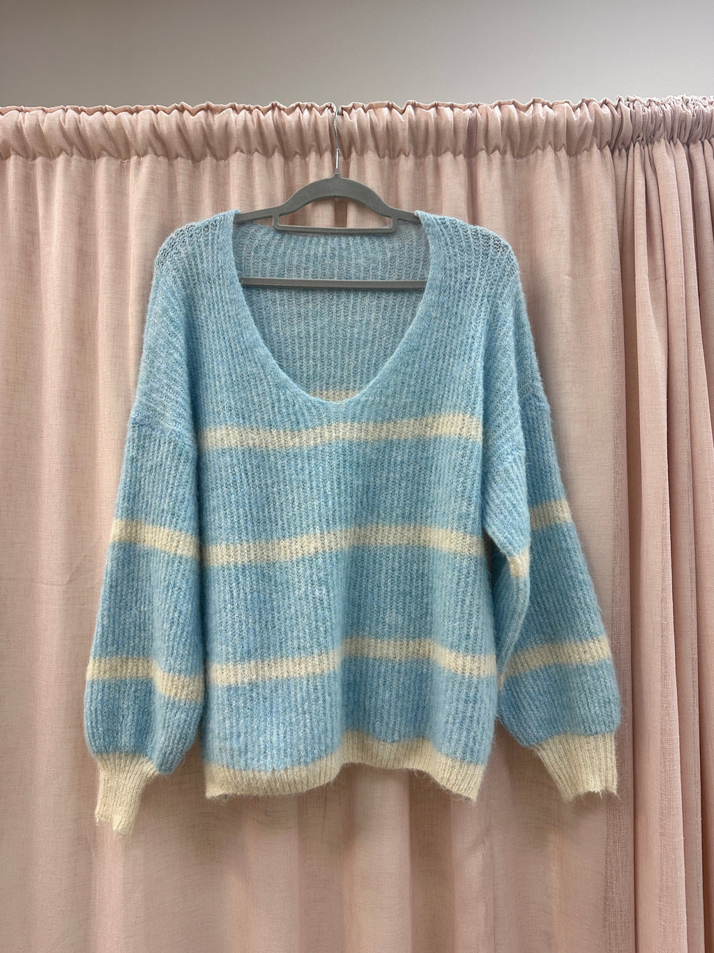 Blue Eliza Soft Stripe Knit Ginger + Gray