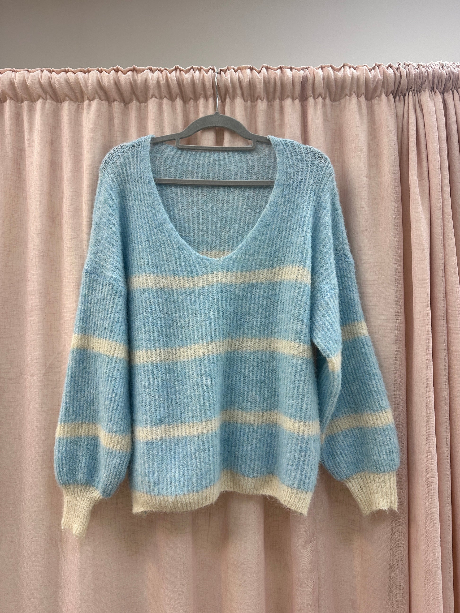 Blue Eliza Soft Stripe Knit Ginger + Gray