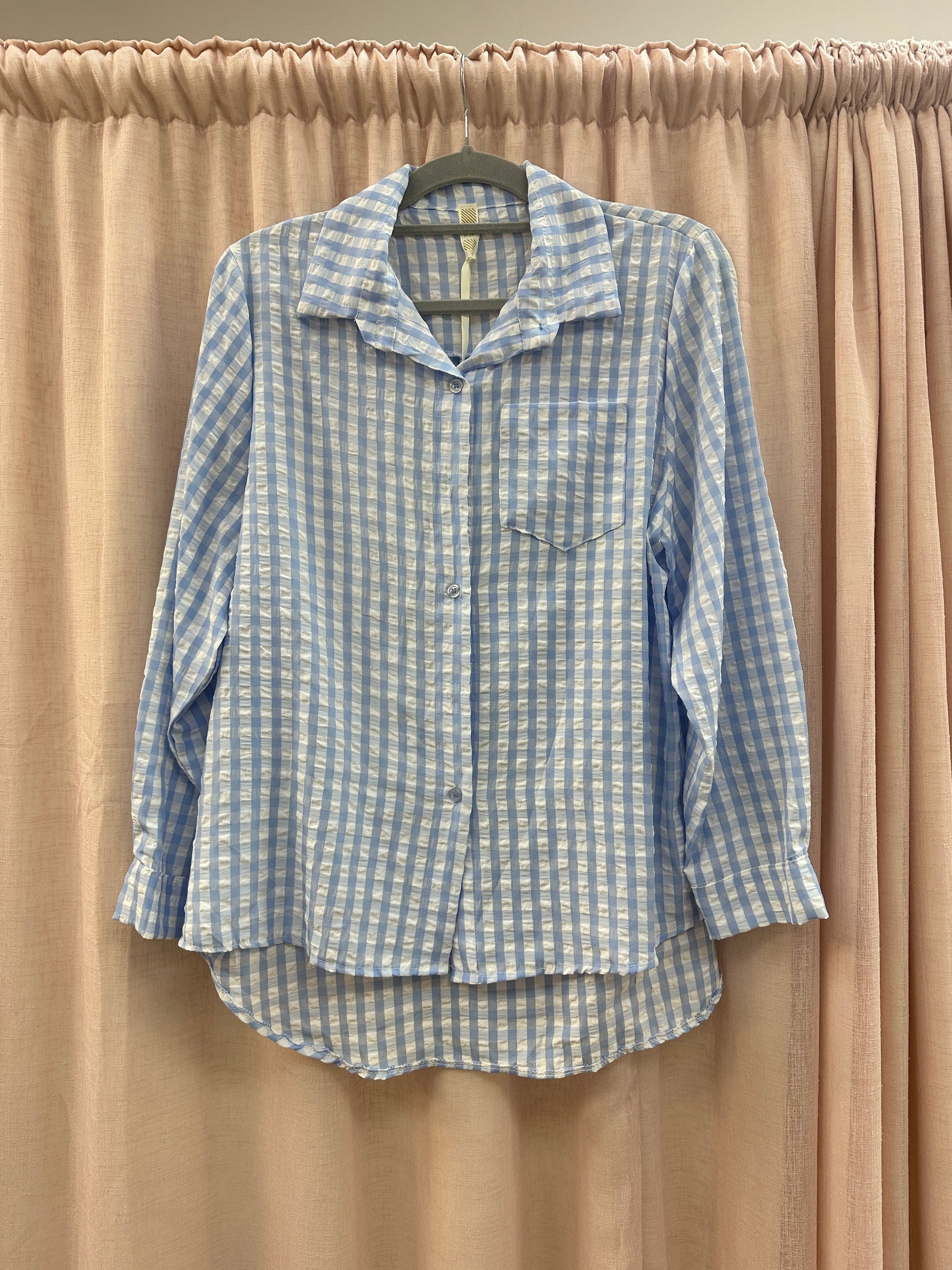 Penny Gingham Shirt Blue Ginger + Gray